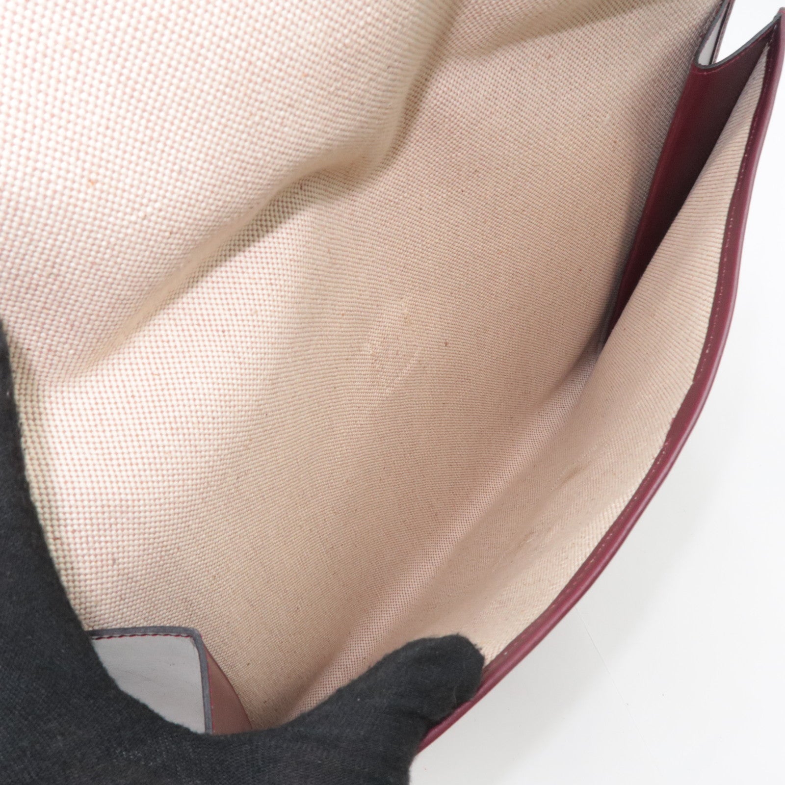 HERMES Jige GM Leather Clutch Bag 〇I Stamp (1979) Bordeaux
