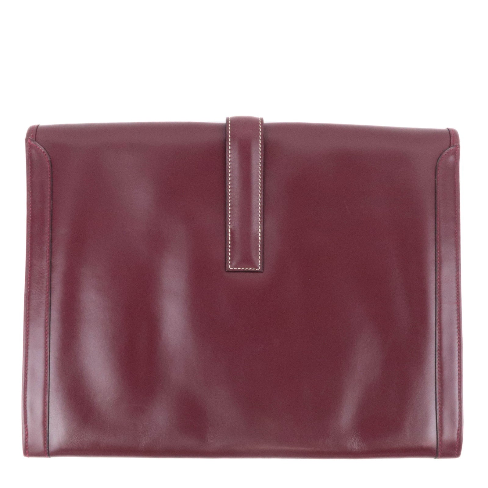 HERMES Jige GM Leather Clutch Bag 〇I Stamp (1979) Bordeaux