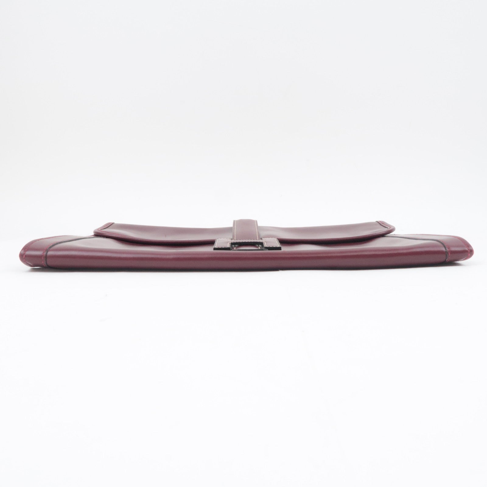 HERMES Jige GM Leather Clutch Bag 〇I Stamp (1979) Bordeaux