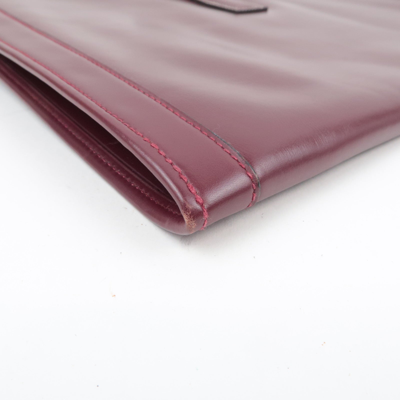 HERMES Jige GM Leather Clutch Bag 〇I Stamp (1979) Bordeaux