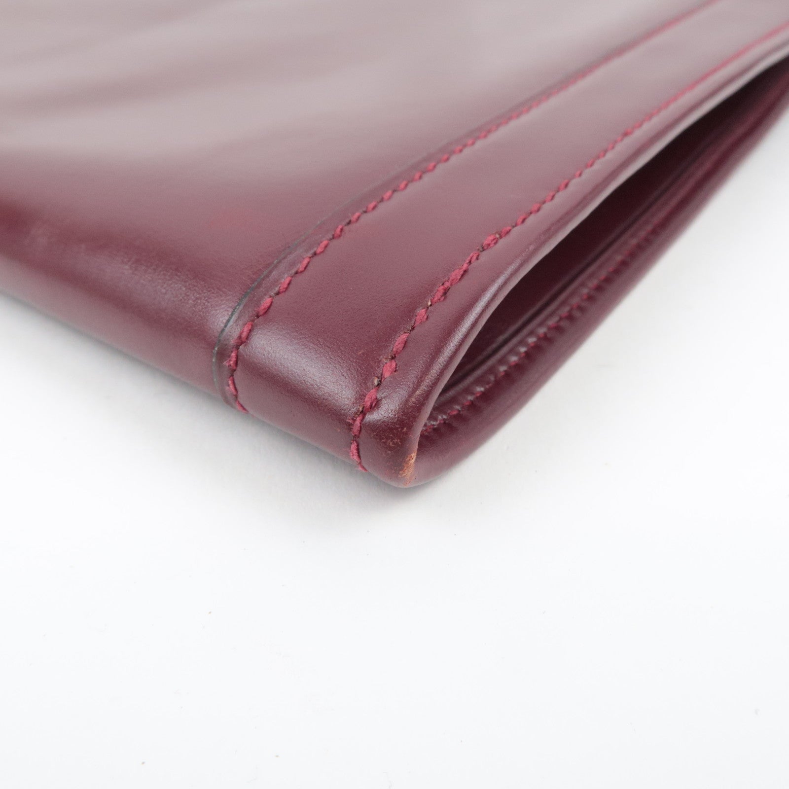 HERMES Jige GM Leather Clutch Bag 〇I Stamp (1979) Bordeaux