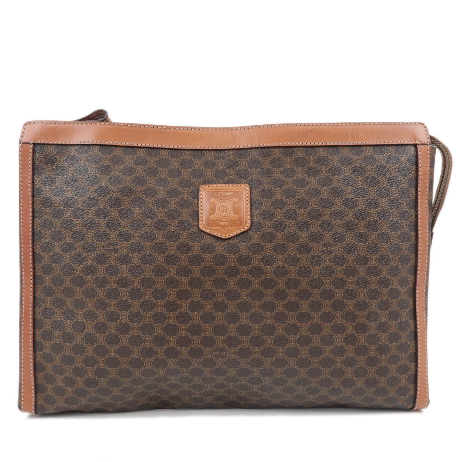 CELINE Macadam PVC Leather Clutch Bag Brown89891