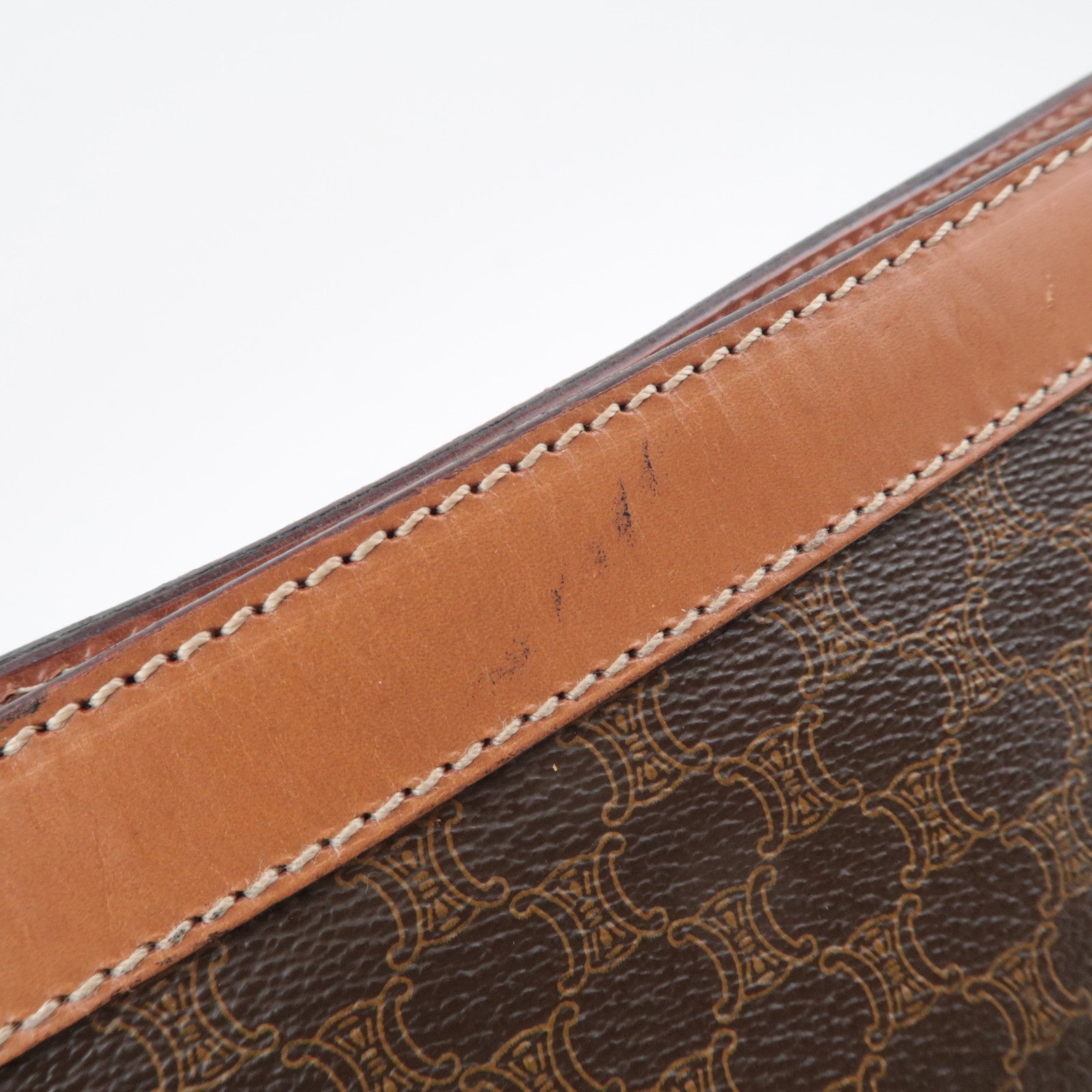 CELINE Macadam PVC Leather Clutch Bag Brown