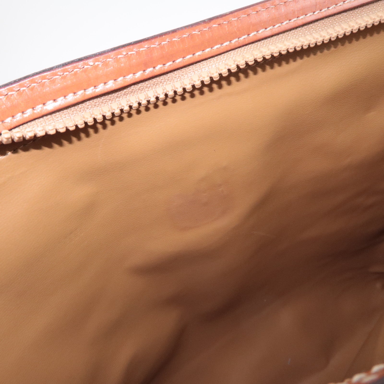 CELINE Macadam PVC Leather Clutch Bag Brown