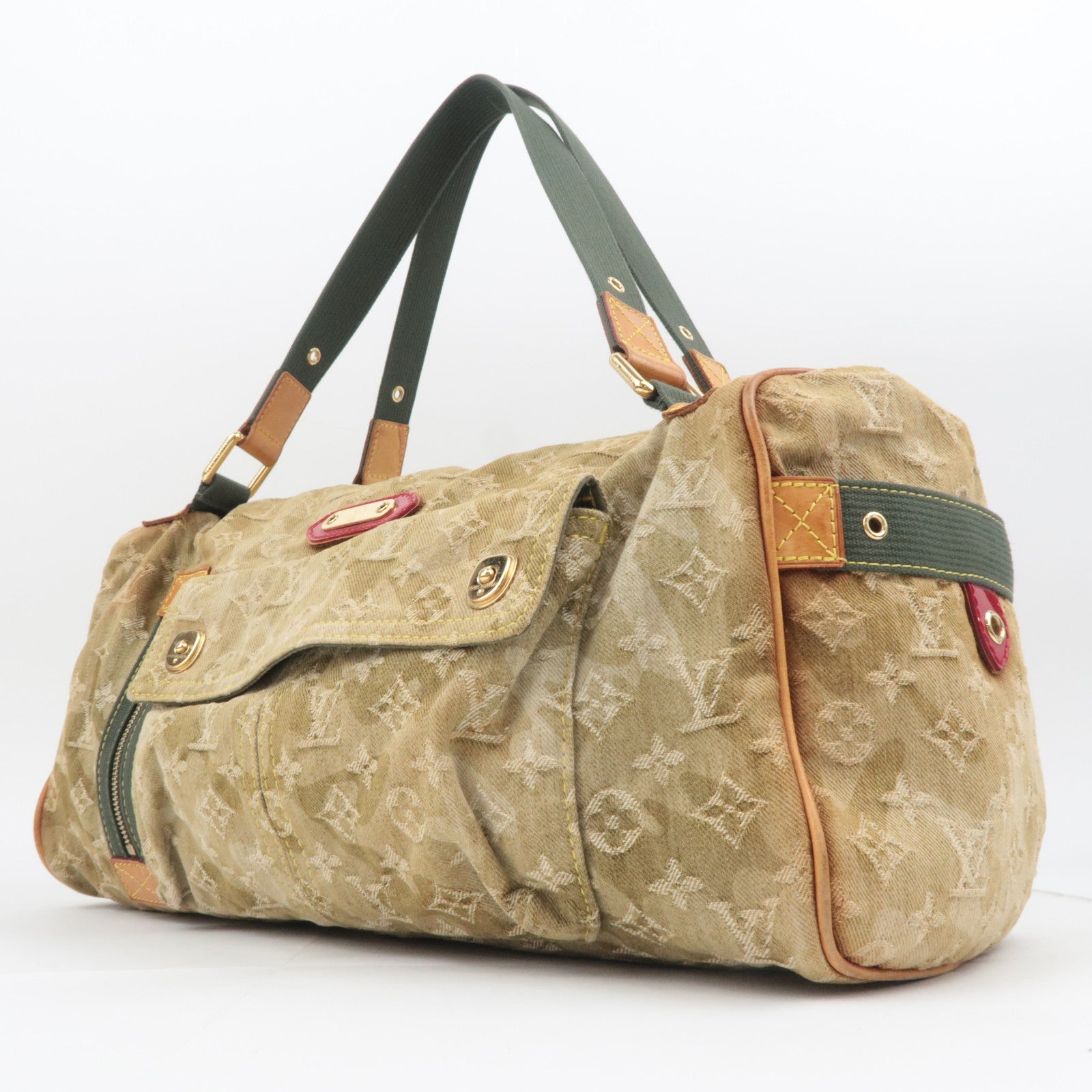 Louis Vuitton Murakami Monogramouflage Lys Denim Shoulder Bag Khaki M95771