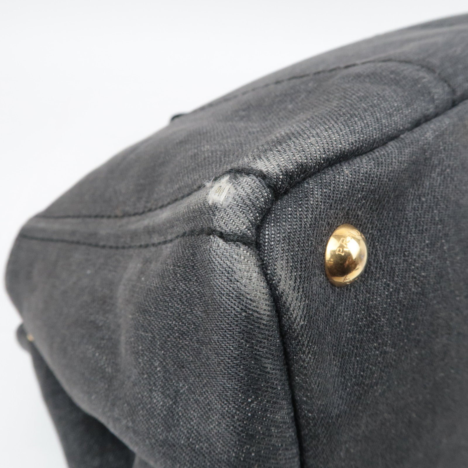 PRADA Canapa Medium 2Way Denim Tote Bag Black 1BG642