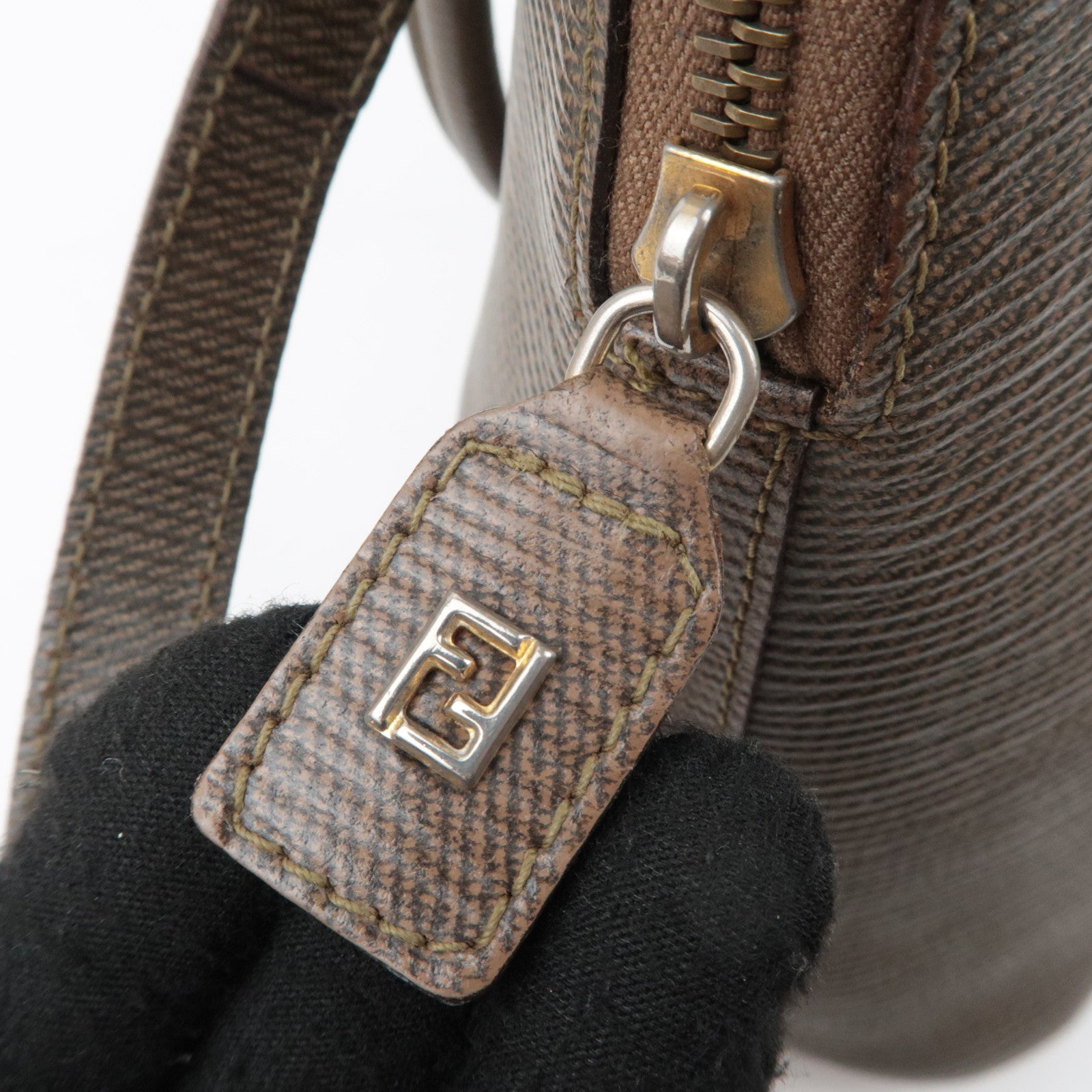 FENDI 2Way Leather Handbag Brown