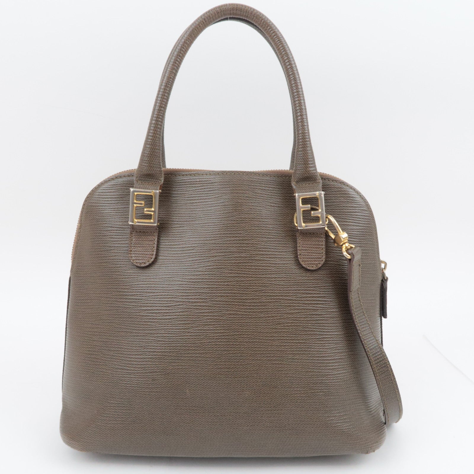 FENDI 2Way Leather Handbag Brown