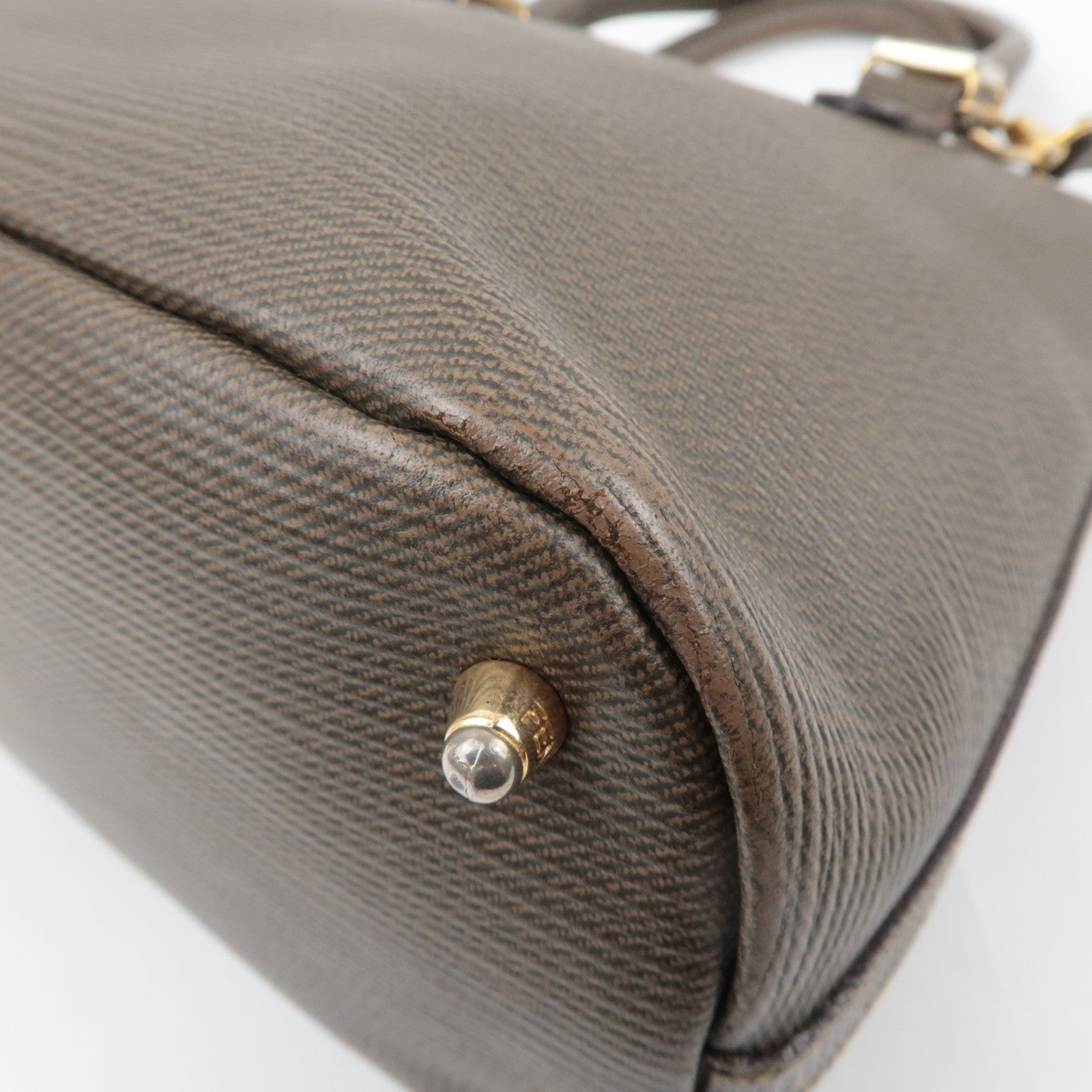 FENDI 2Way Leather Handbag Brown