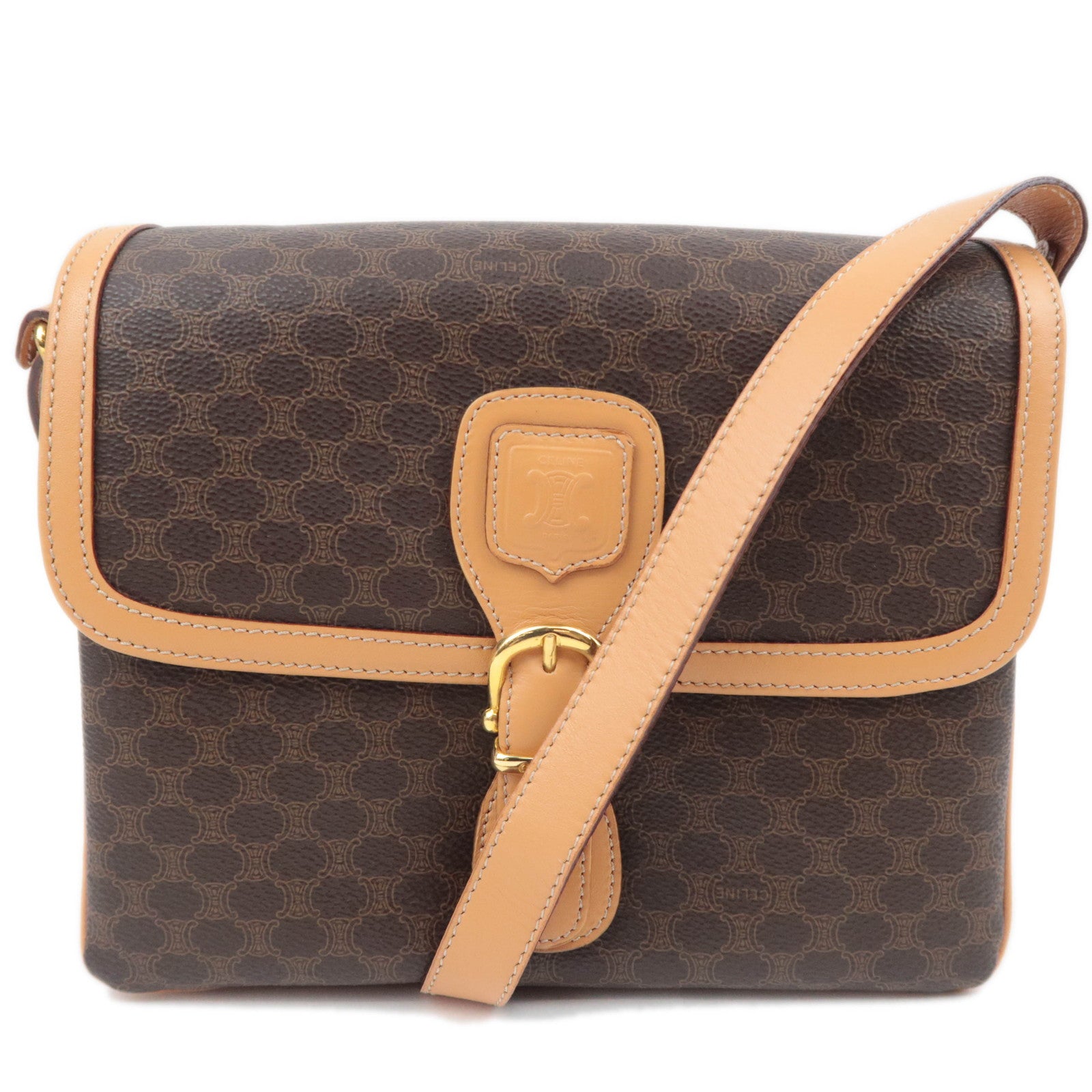 CELINE Macadam PVC Leather Shoulder Bag Brown89931