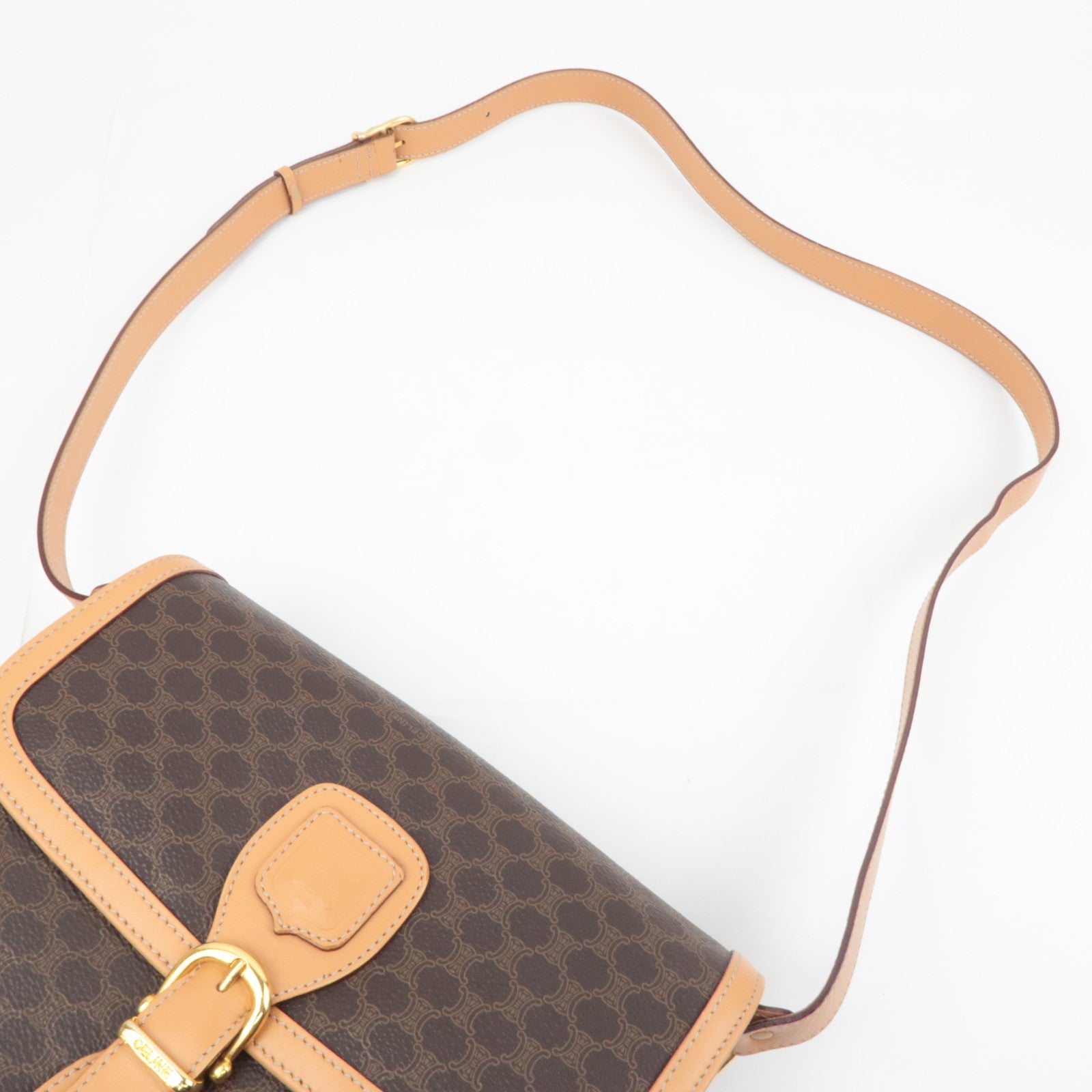 CELINE Macadam PVC Leather Shoulder Bag Brown