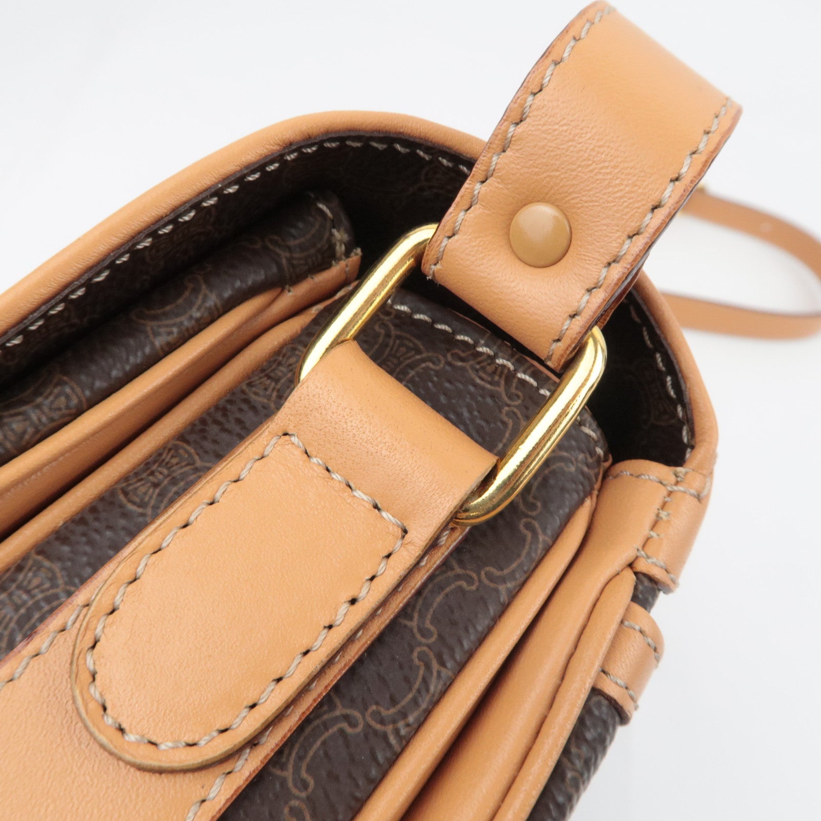 CELINE Macadam PVC Leather Shoulder Bag Brown