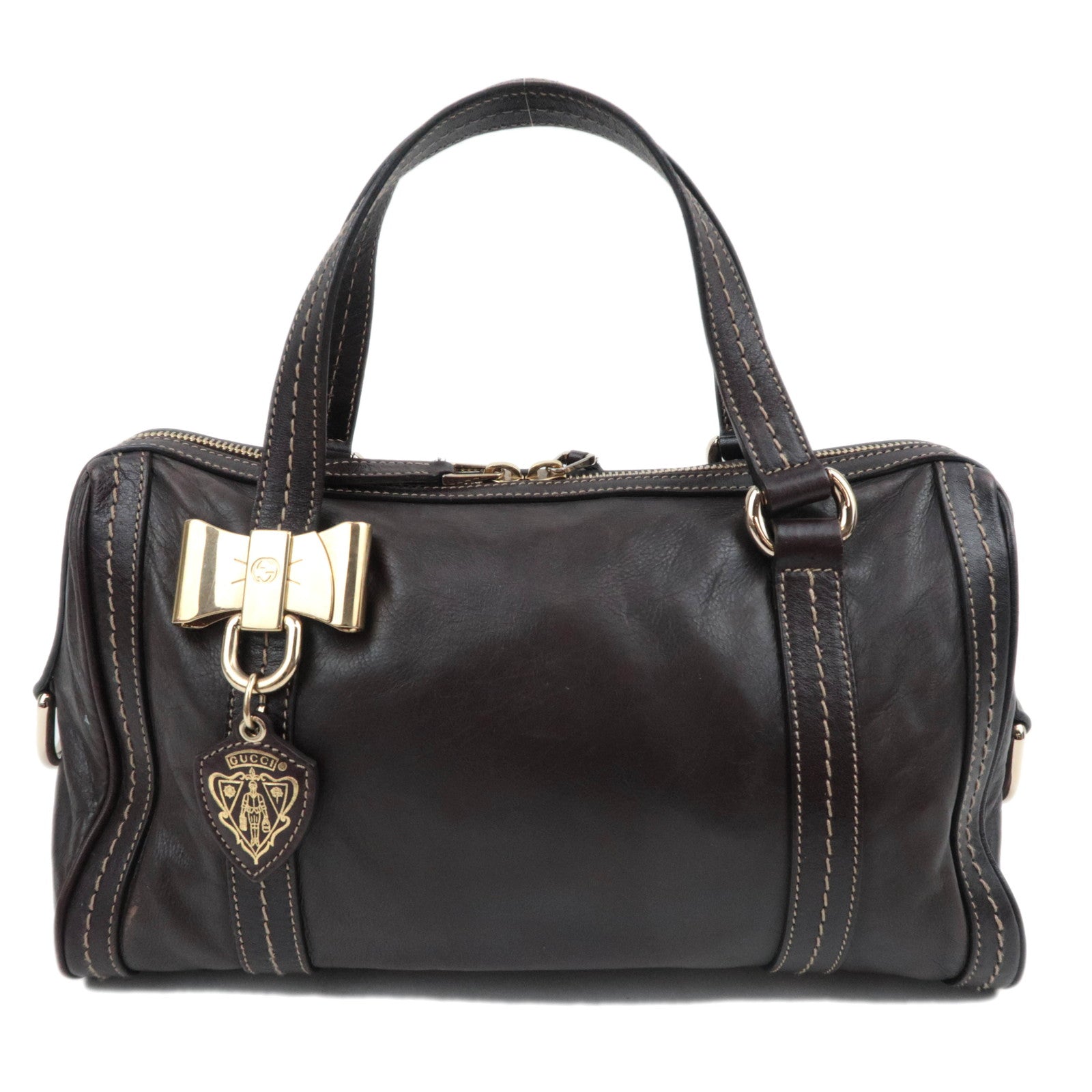GUCCI Duchessa Leather Handbag Brown 18148789932