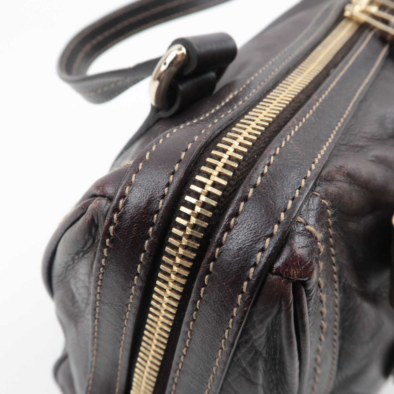 GUCCI Duchessa Leather Handbag Brown 181487