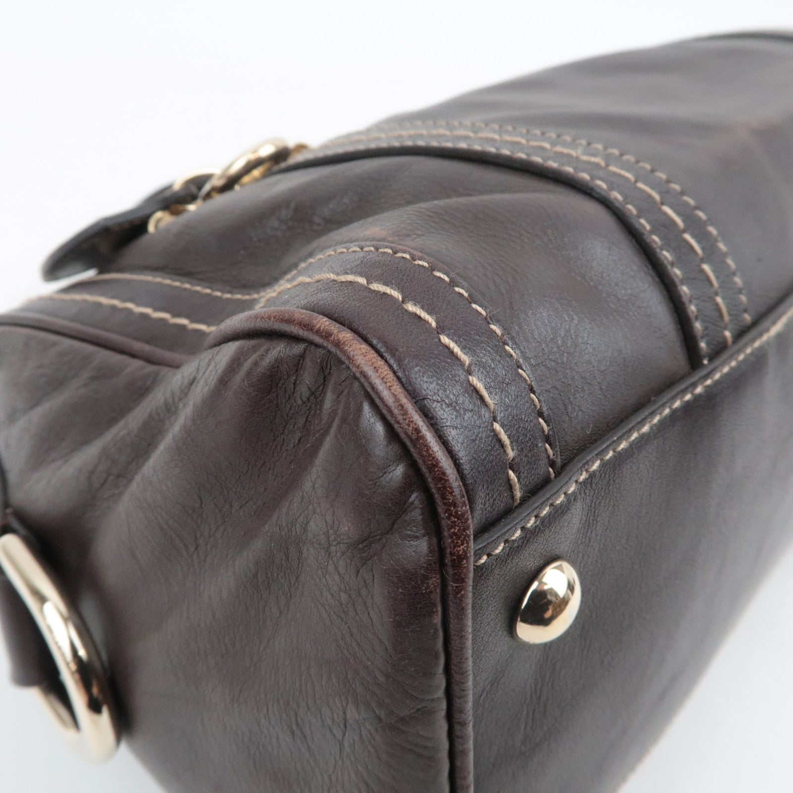 GUCCI Duchessa Leather Handbag Brown 181487