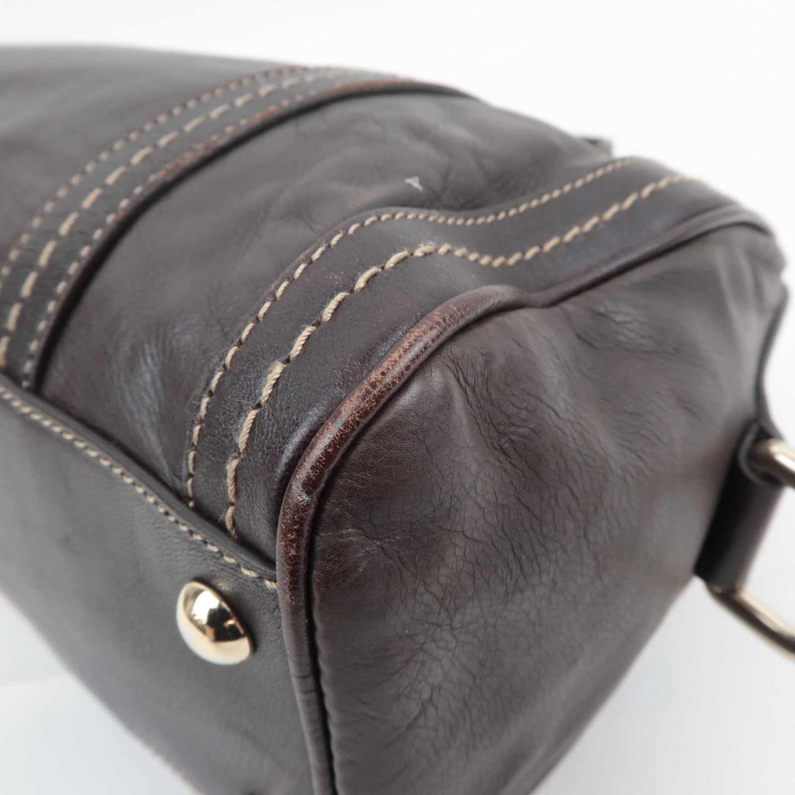 GUCCI Duchessa Leather Handbag Brown 181487