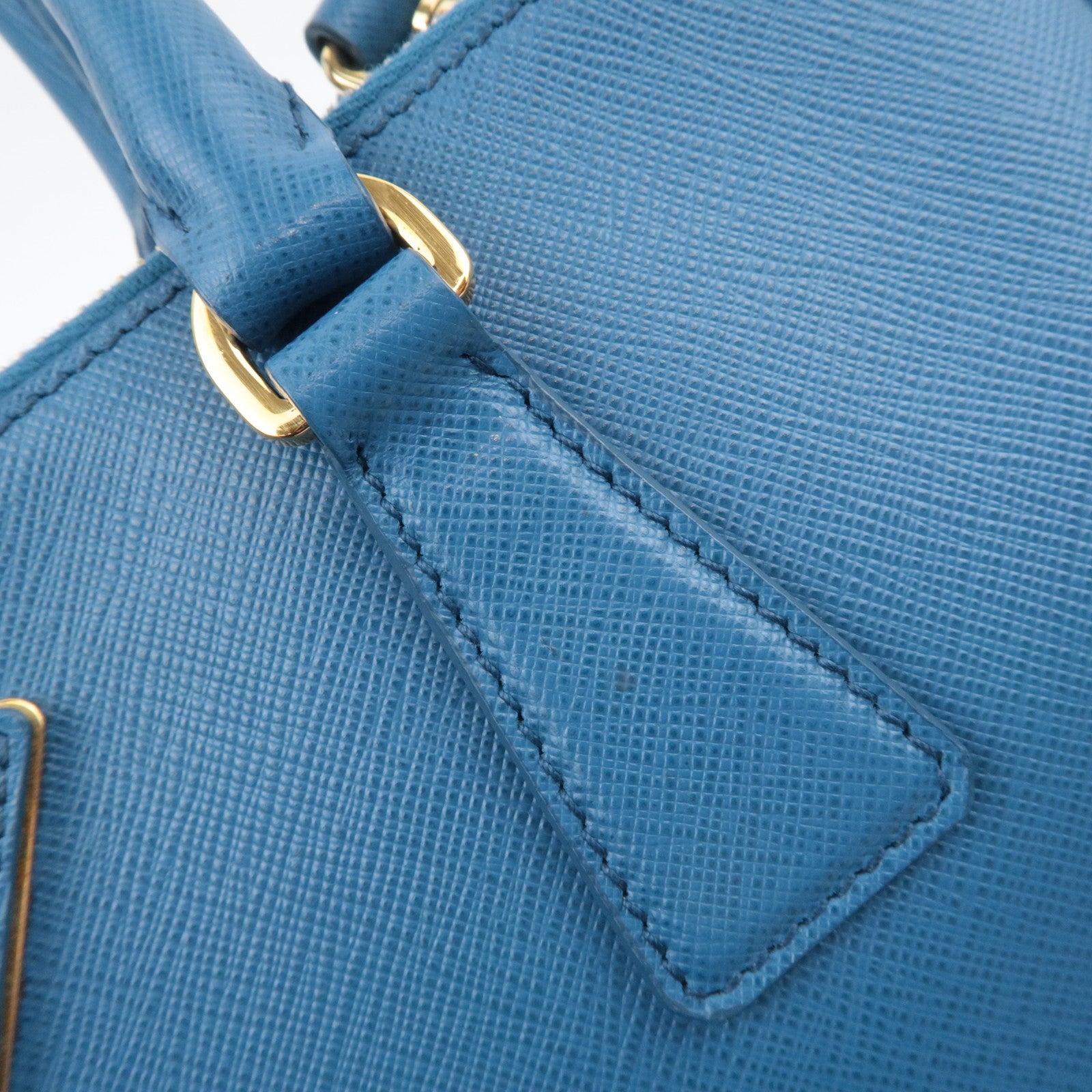 PRADA Galleria Saffiano 2Way Leather Handbag Blue