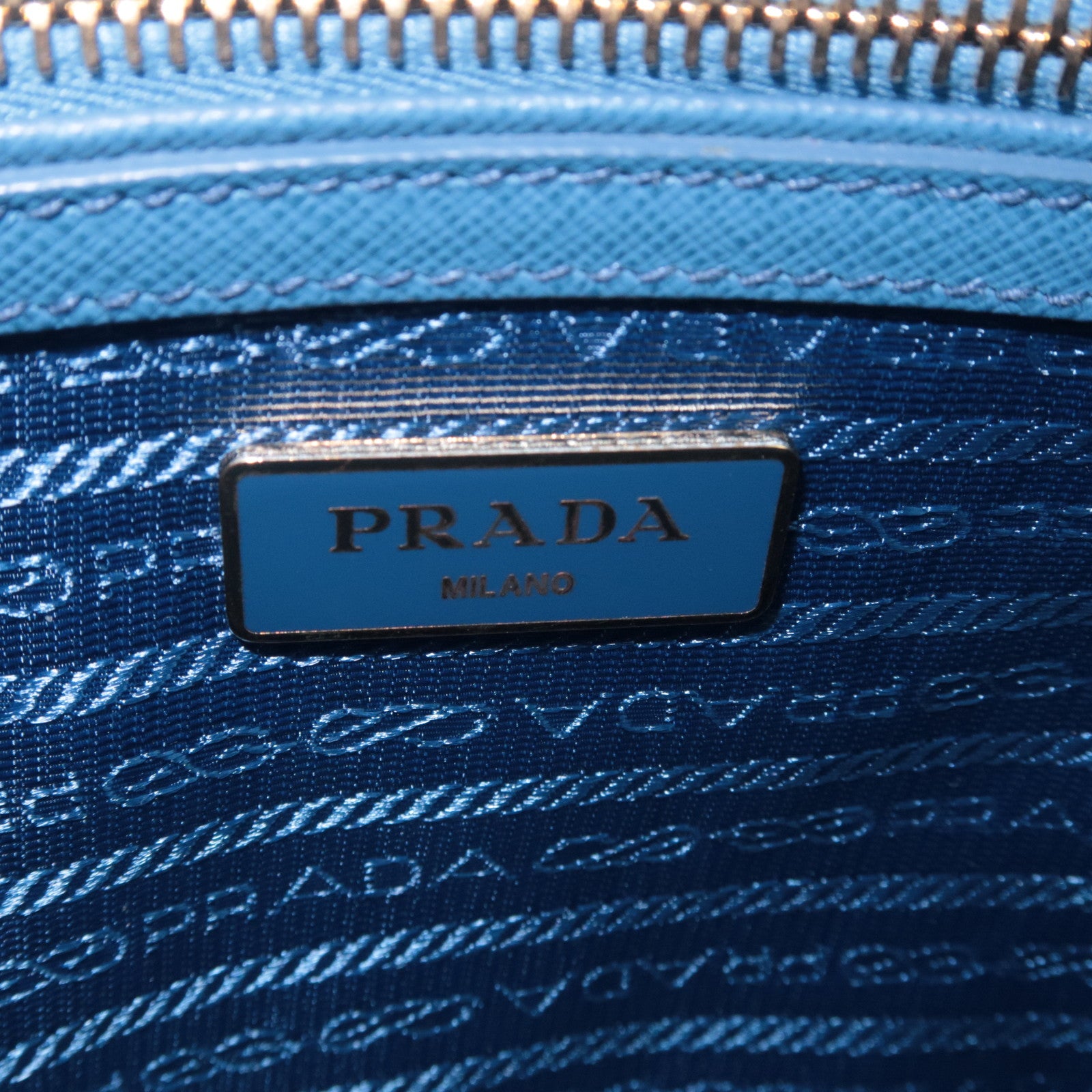 PRADA Galleria Saffiano 2Way Leather Handbag Blue