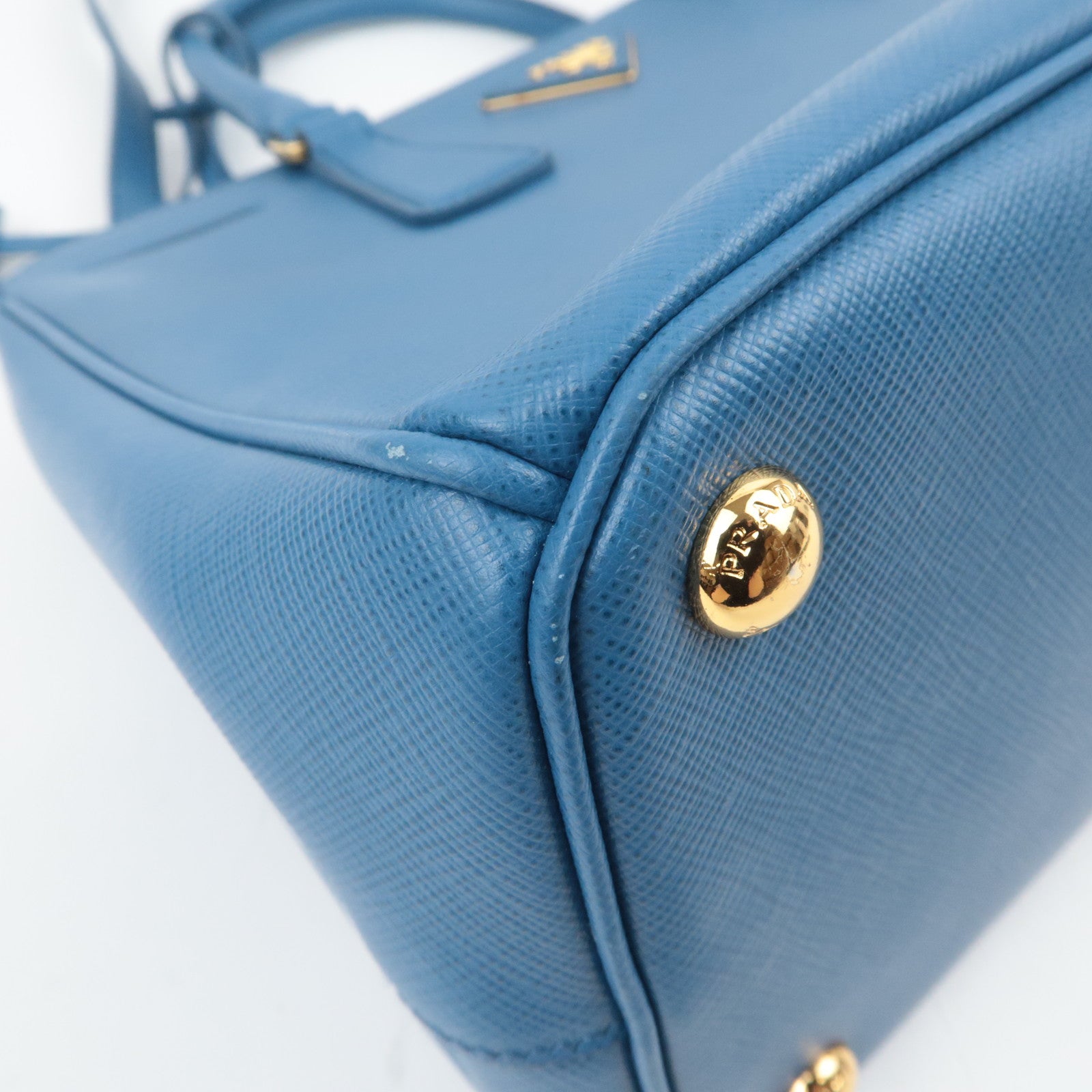 PRADA Galleria Saffiano 2Way Leather Handbag Blue
