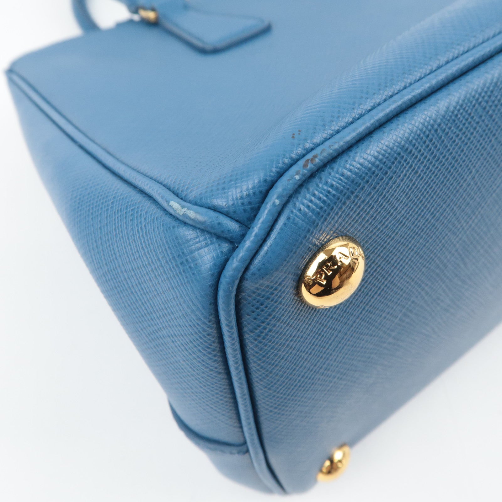 PRADA Galleria Saffiano 2Way Leather Handbag Blue