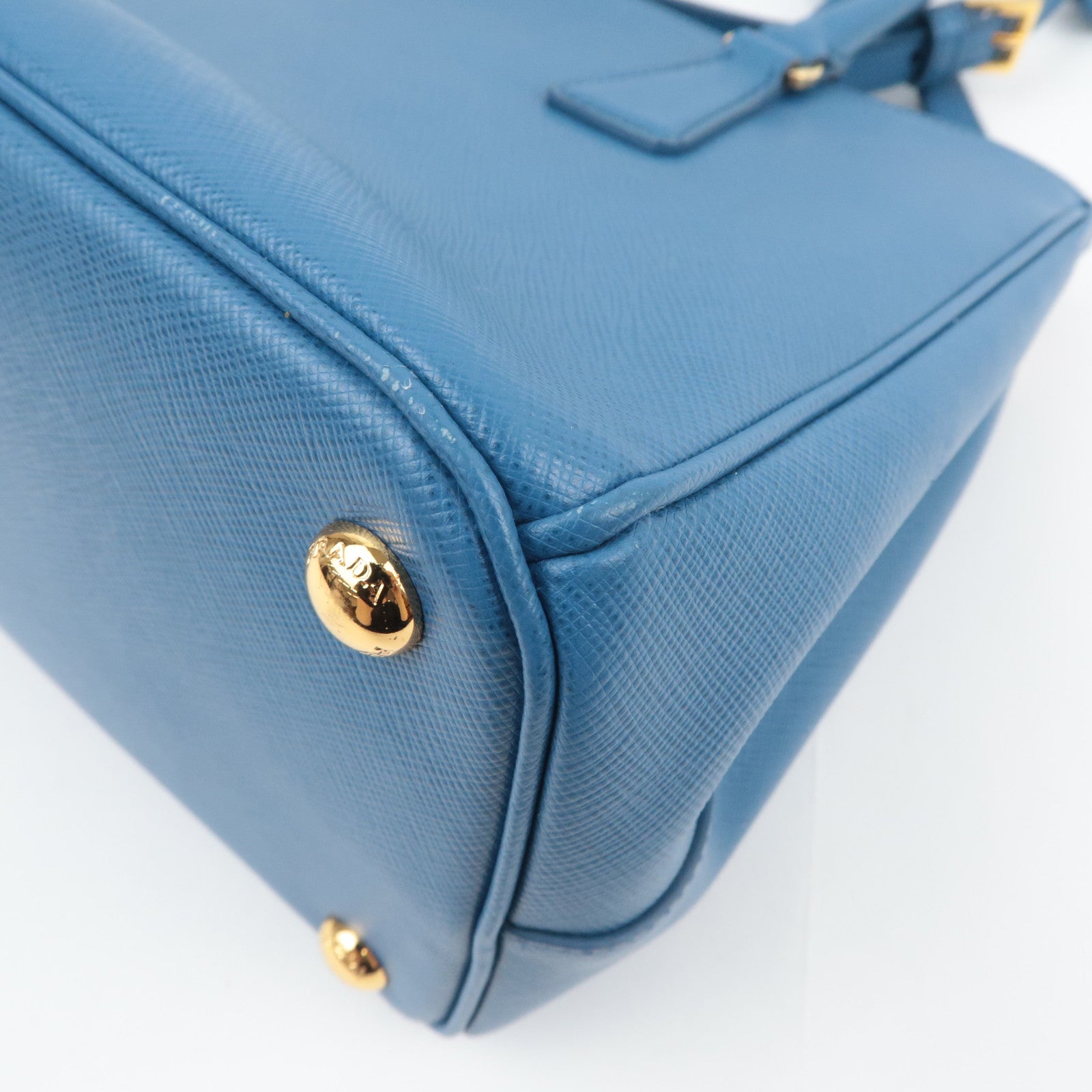 PRADA Galleria Saffiano 2Way Leather Handbag Blue