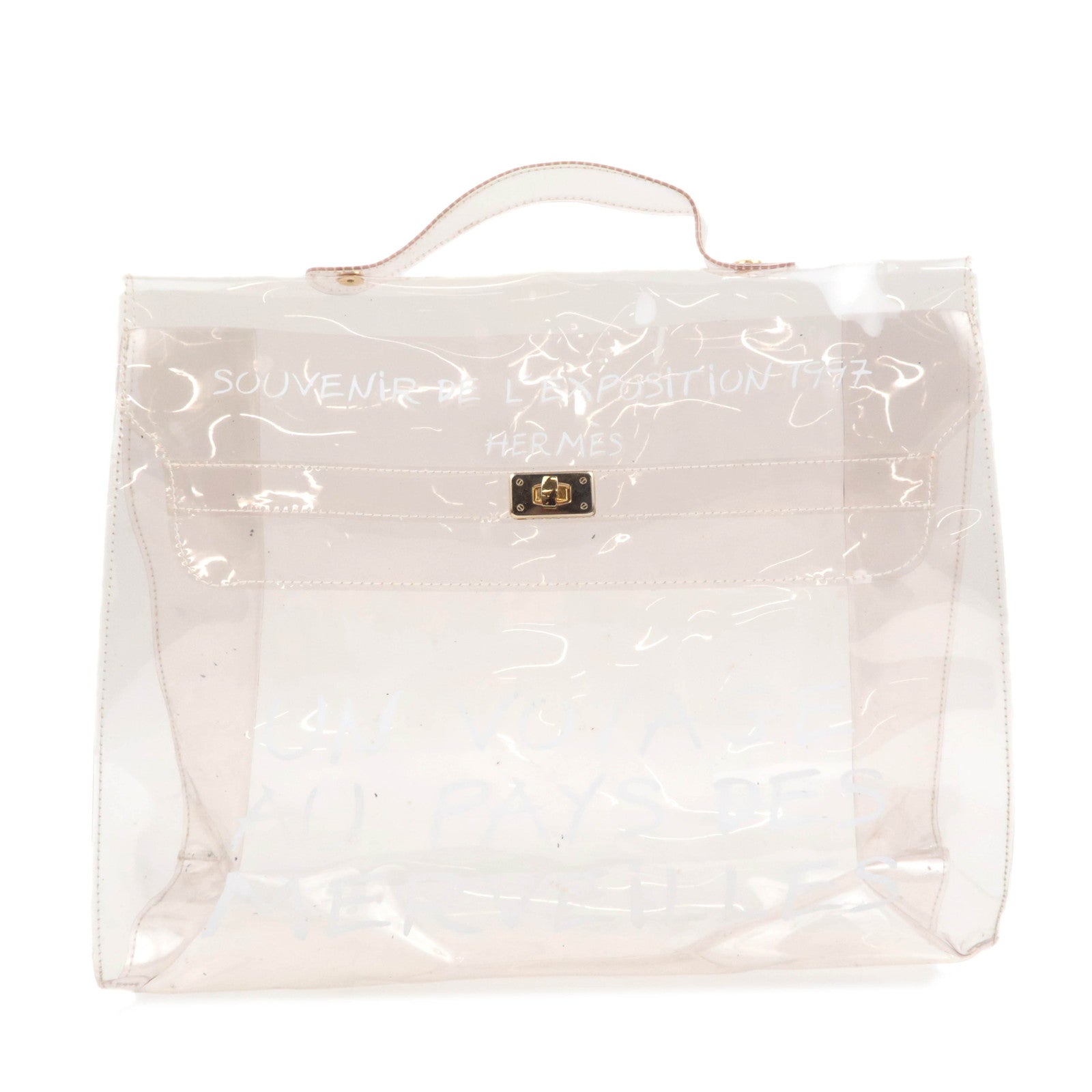 HERMES Vinyl Kelly Handbag Clear89936