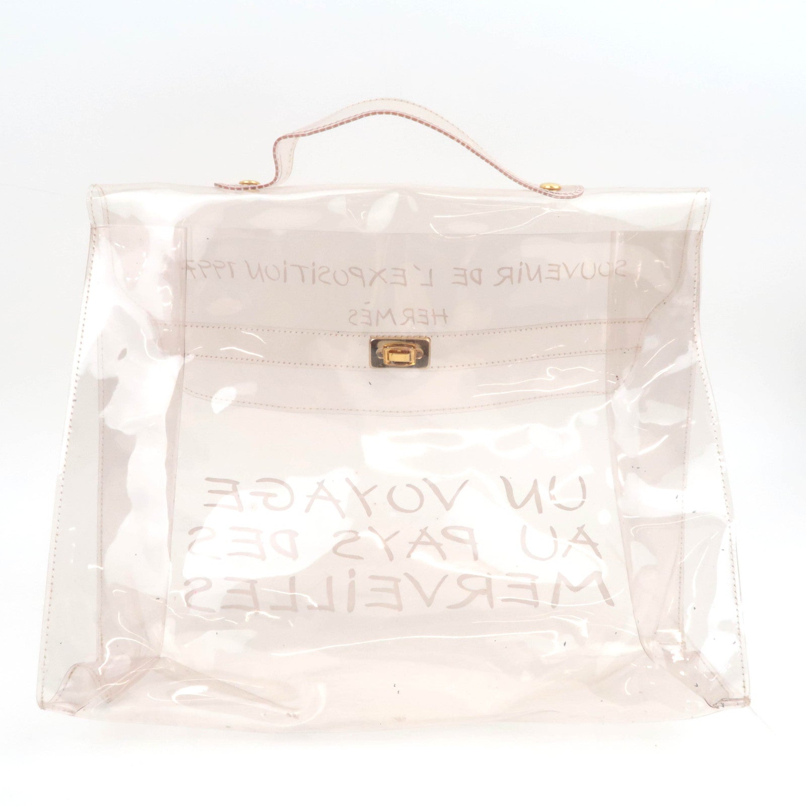 HERMES Vinyl Kelly Handbag Clear