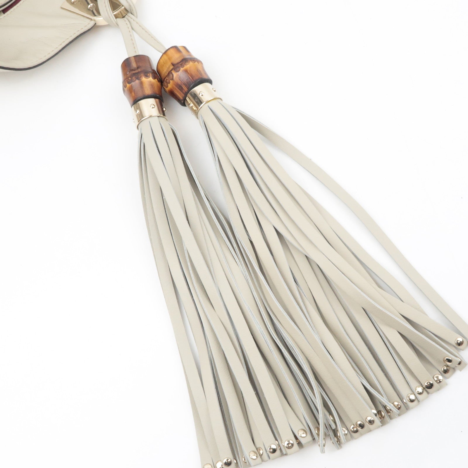 GUCCI Indy Bamboo Tassel Guccissima Leather 2Way Shoulder Bag Ivory 177139