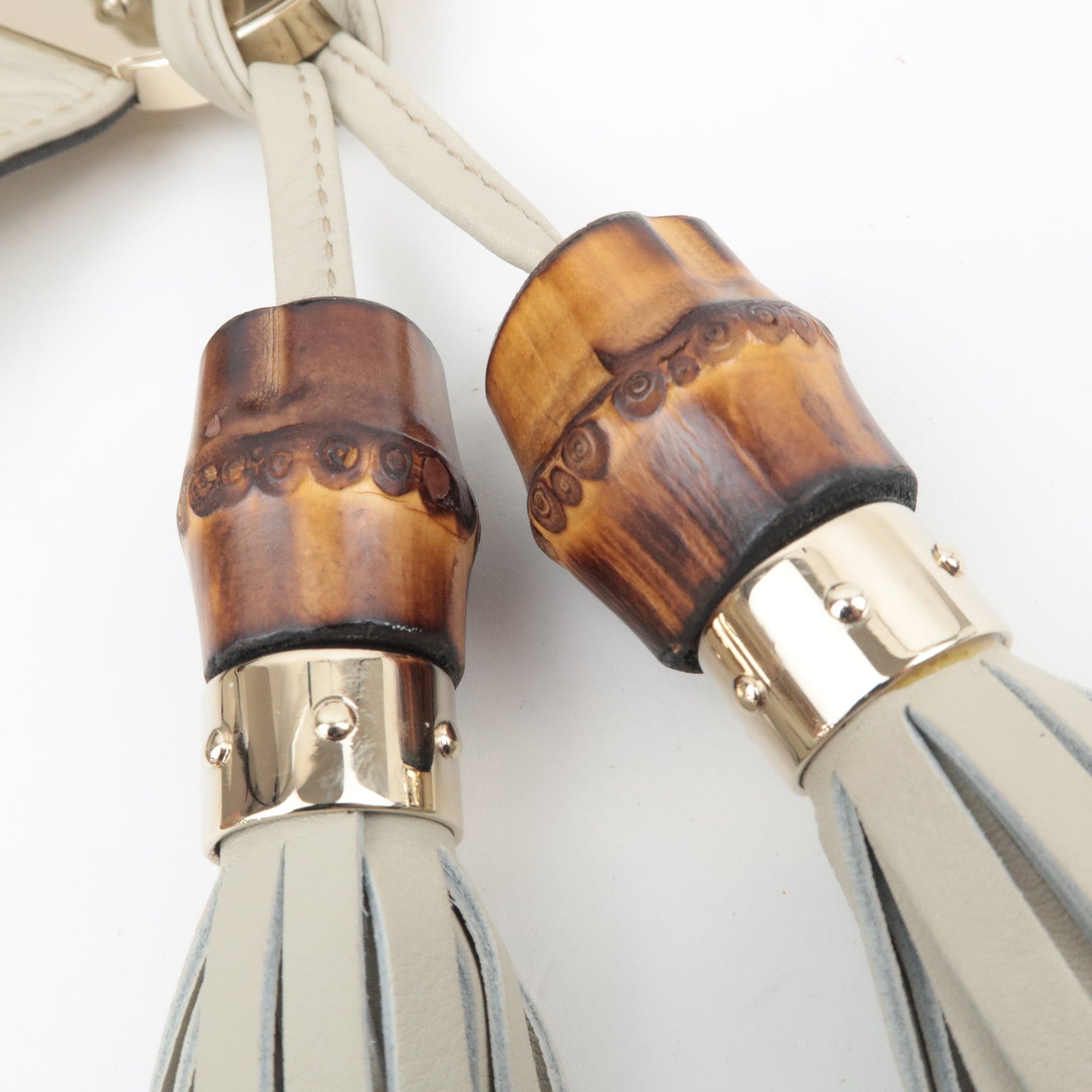 GUCCI Indy Bamboo Tassel Guccissima Leather 2Way Shoulder Bag Ivory 177139