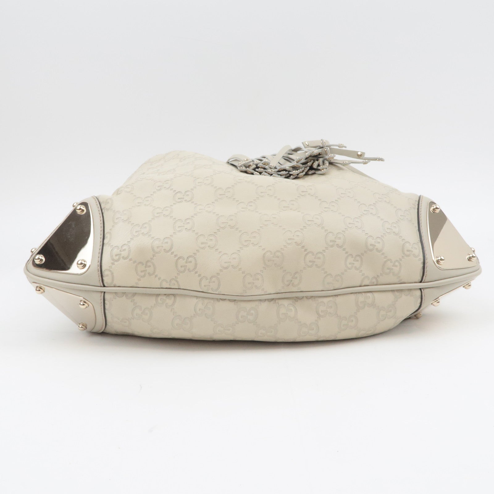 GUCCI Indy Bamboo Tassel Guccissima Leather 2Way Shoulder Bag Ivory 177139
