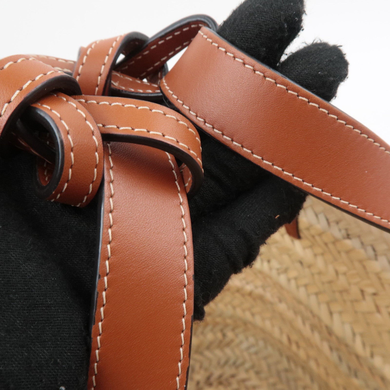 CELINE Triomphe Classic Panier 2Way Raffia Basket Bag Brown