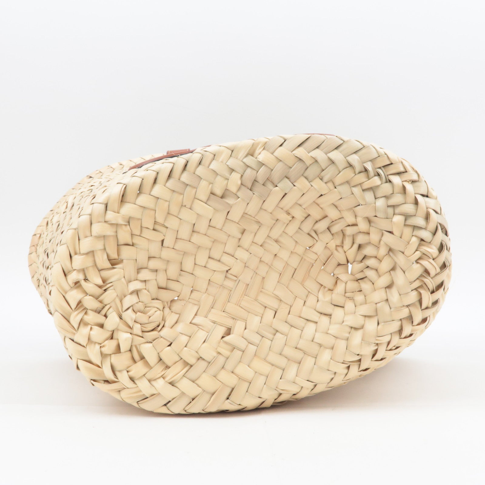 CELINE Triomphe Classic Panier 2Way Raffia Basket Bag Brown