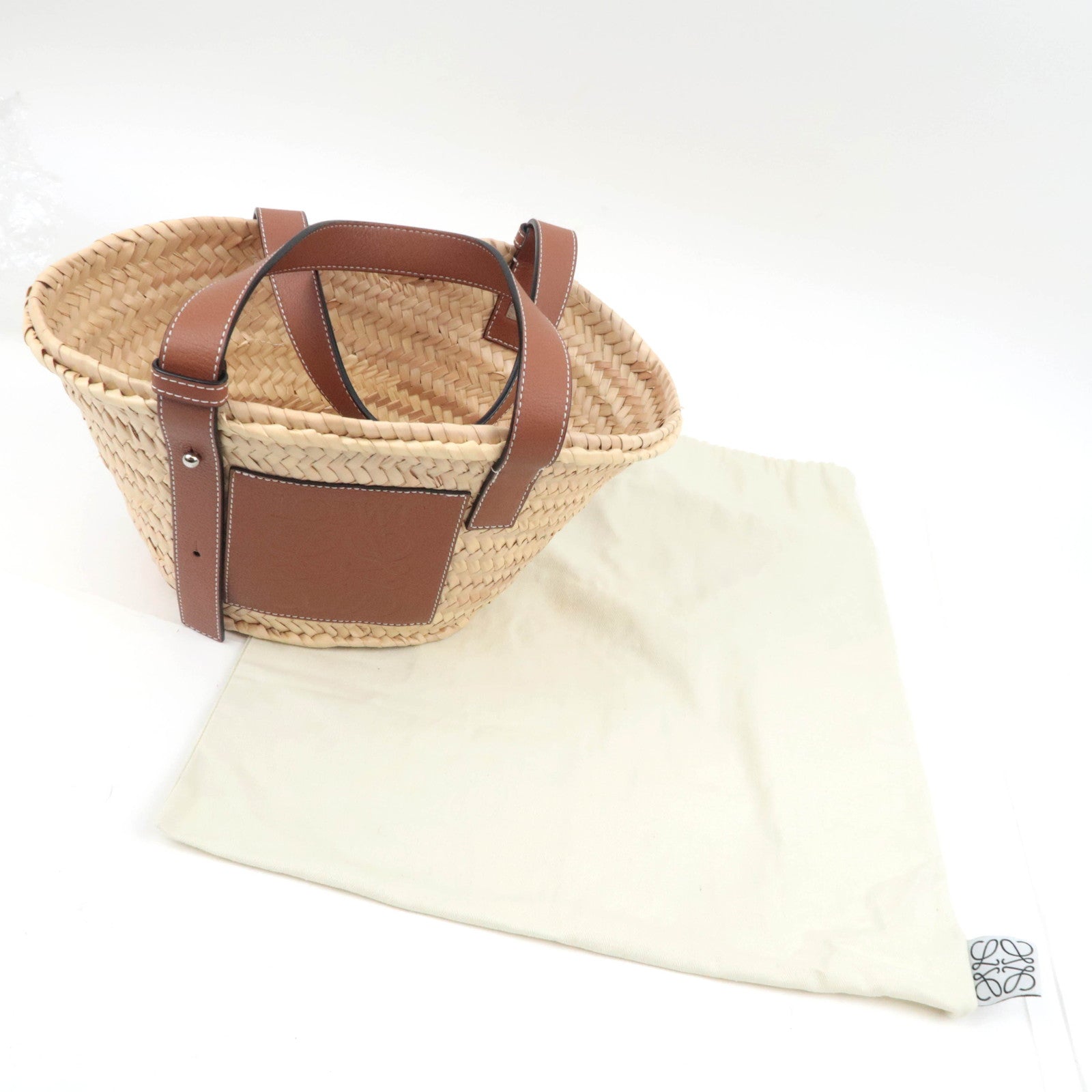 LOEWE Raffia Basket Bag Small Tan