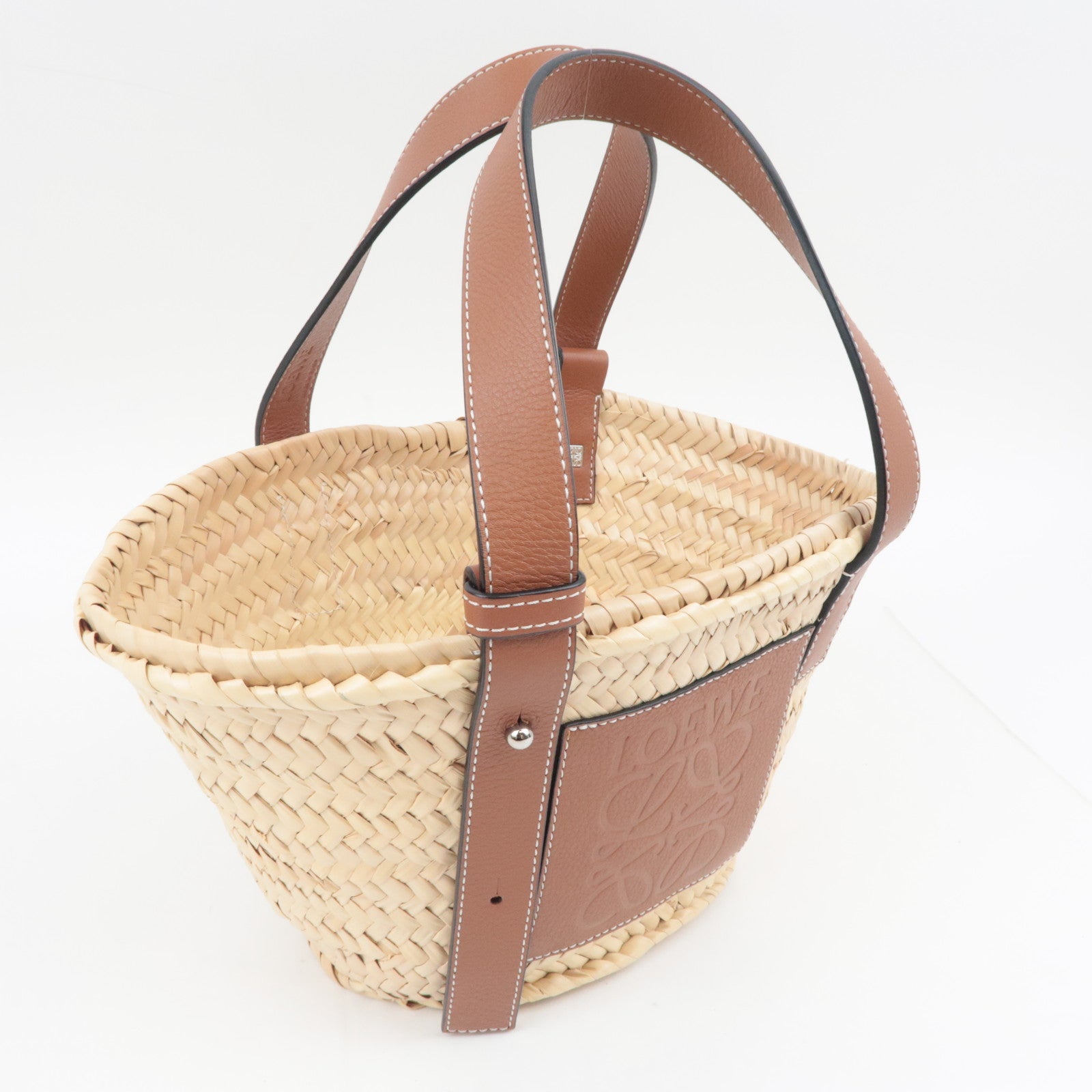 LOEWE Raffia Basket Bag Small Tan