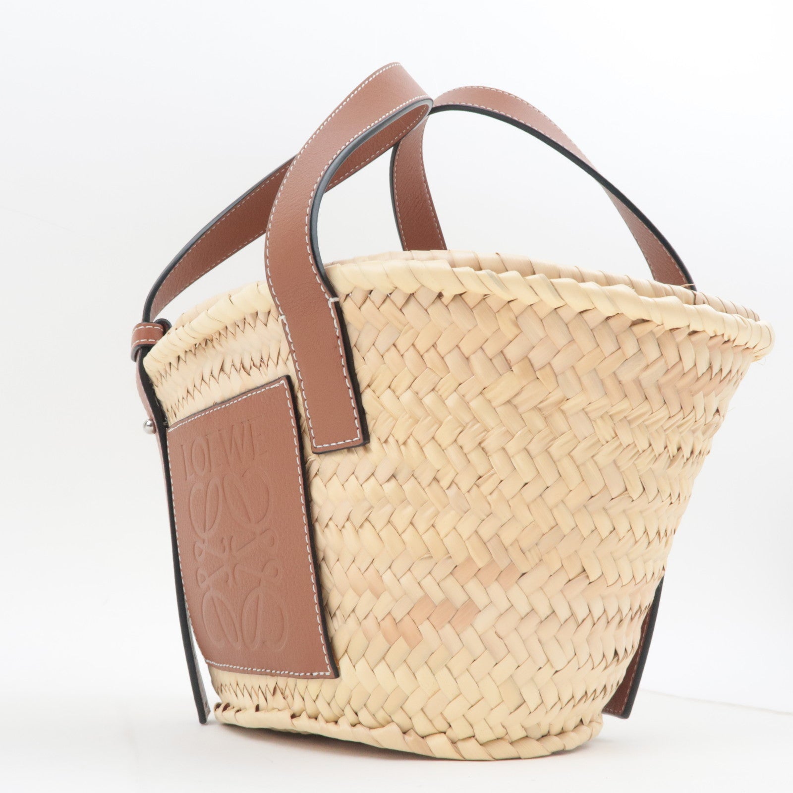 LOEWE Raffia Basket Bag Small Tan