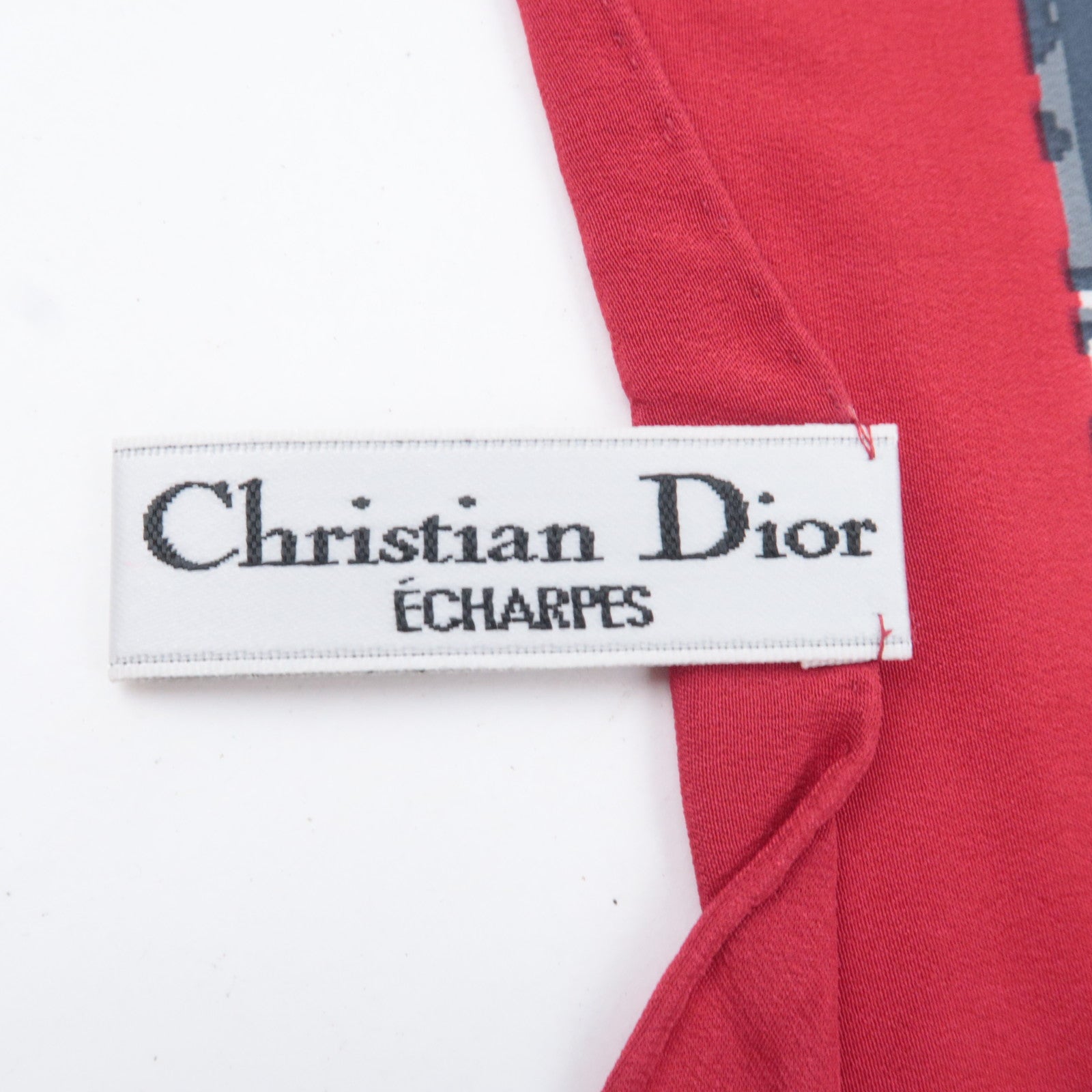 Christian Dior Trotter Scarf 100% Silk Gray Red