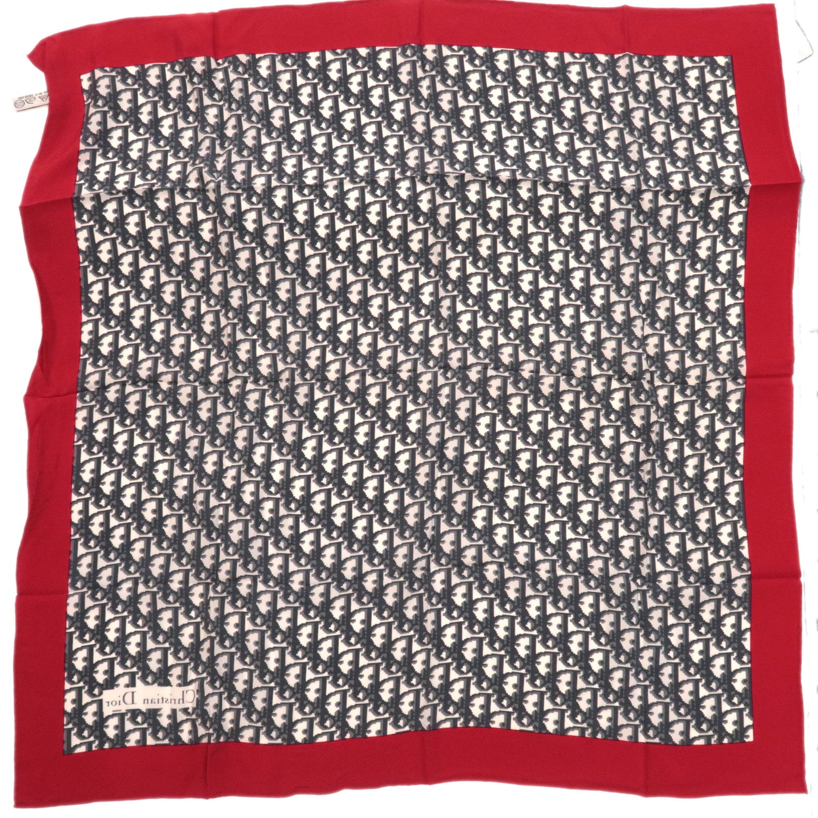 Christian Dior Trotter Scarf 100% Silk Gray Red