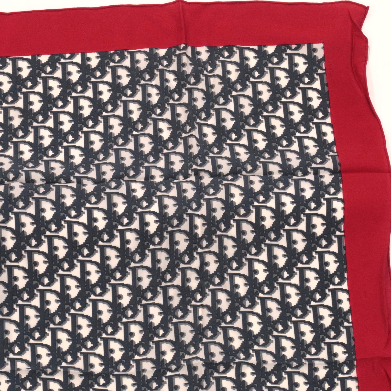 Christian Dior Trotter Scarf 100% Silk Gray Red