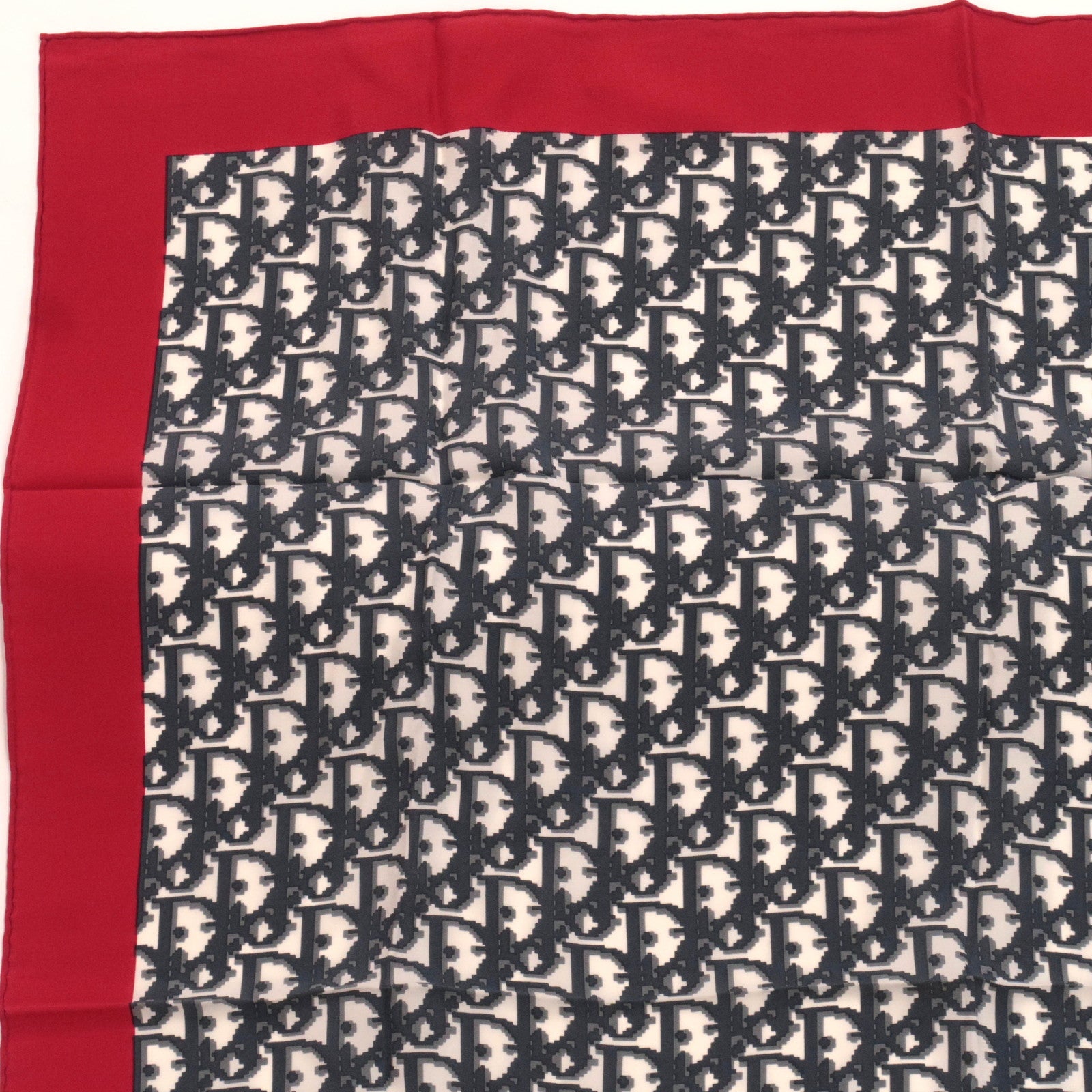 Christian Dior Trotter Scarf 100% Silk Gray Red
