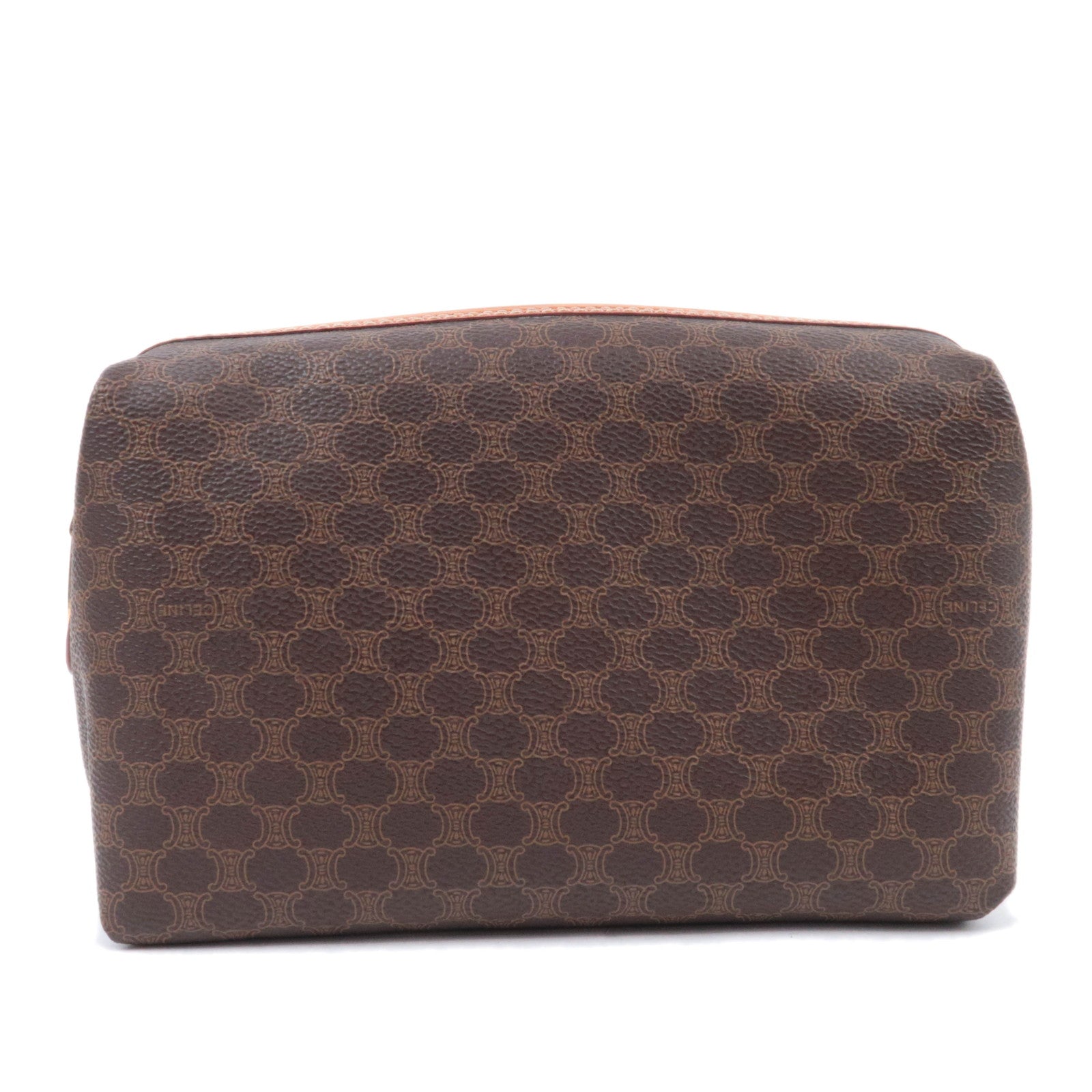 CELINE Macadam PVC Leather Cosmetic Pouch Brown89987