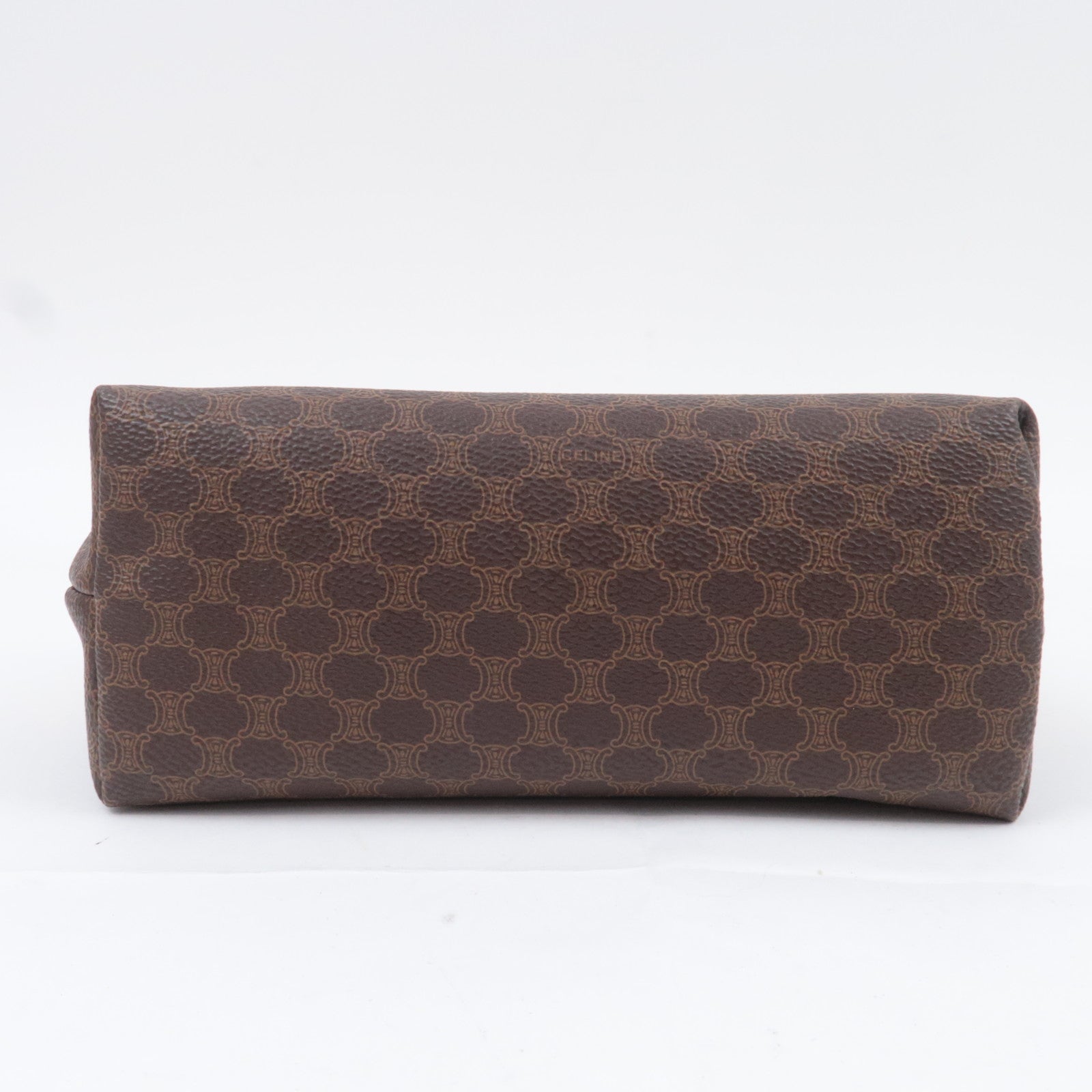 CELINE Macadam PVC Leather Cosmetic Pouch Brown