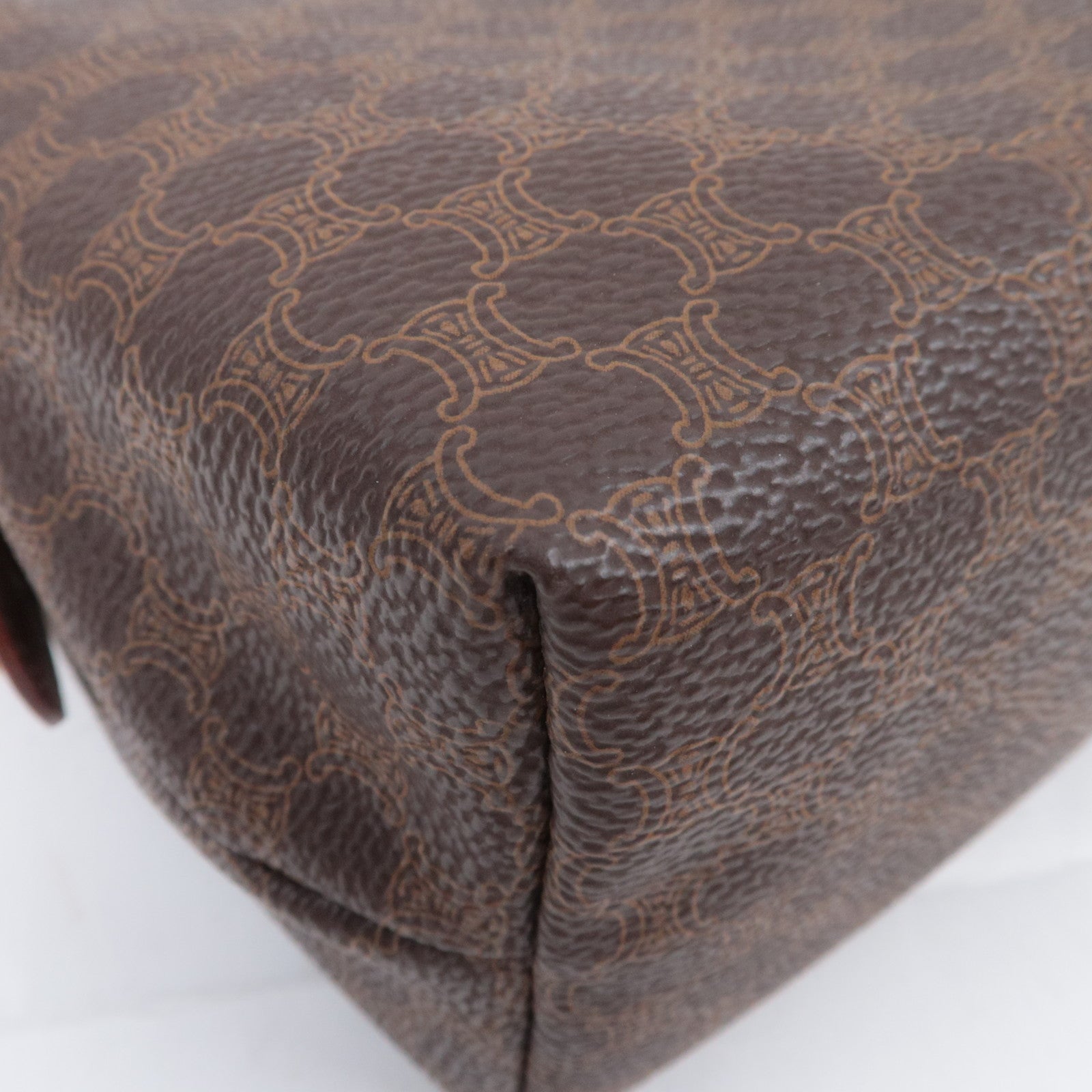 CELINE Macadam PVC Leather Cosmetic Pouch Brown