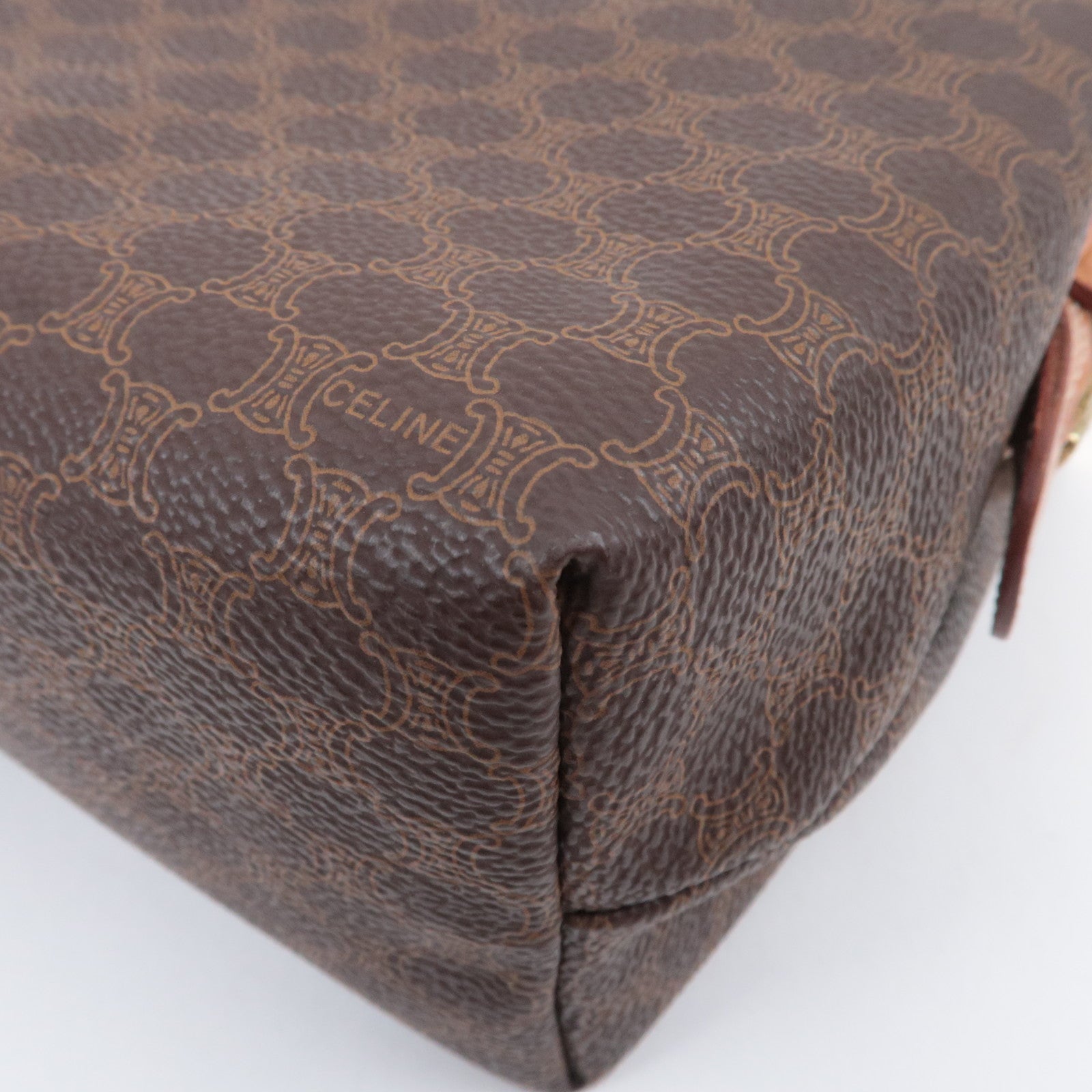CELINE Macadam PVC Leather Cosmetic Pouch Brown
