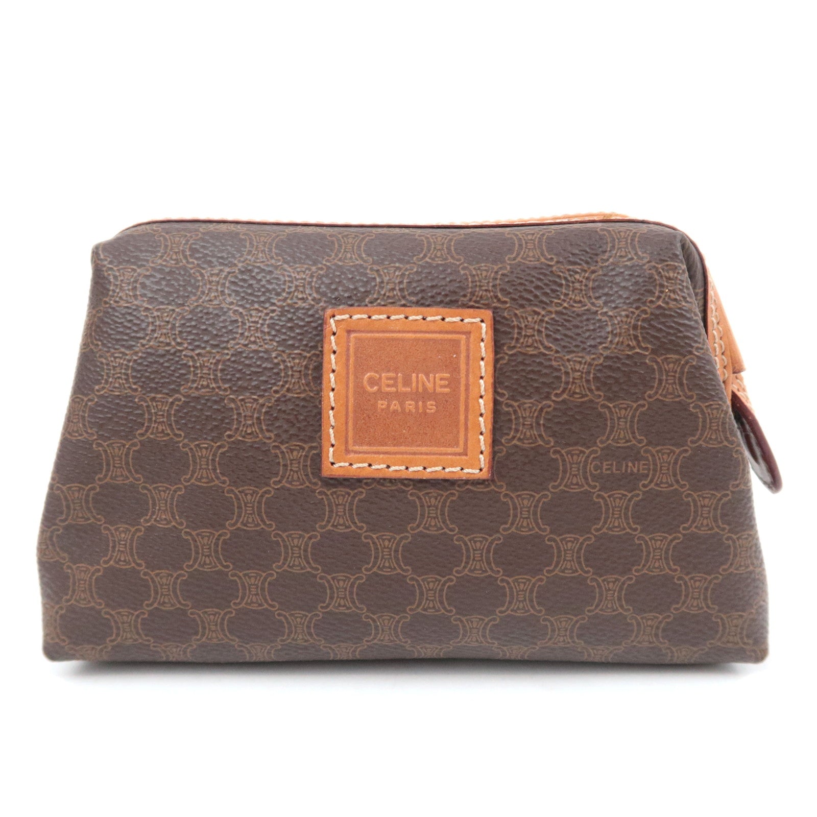 CELINE Macadam PVC Leather Pouch Brown89988