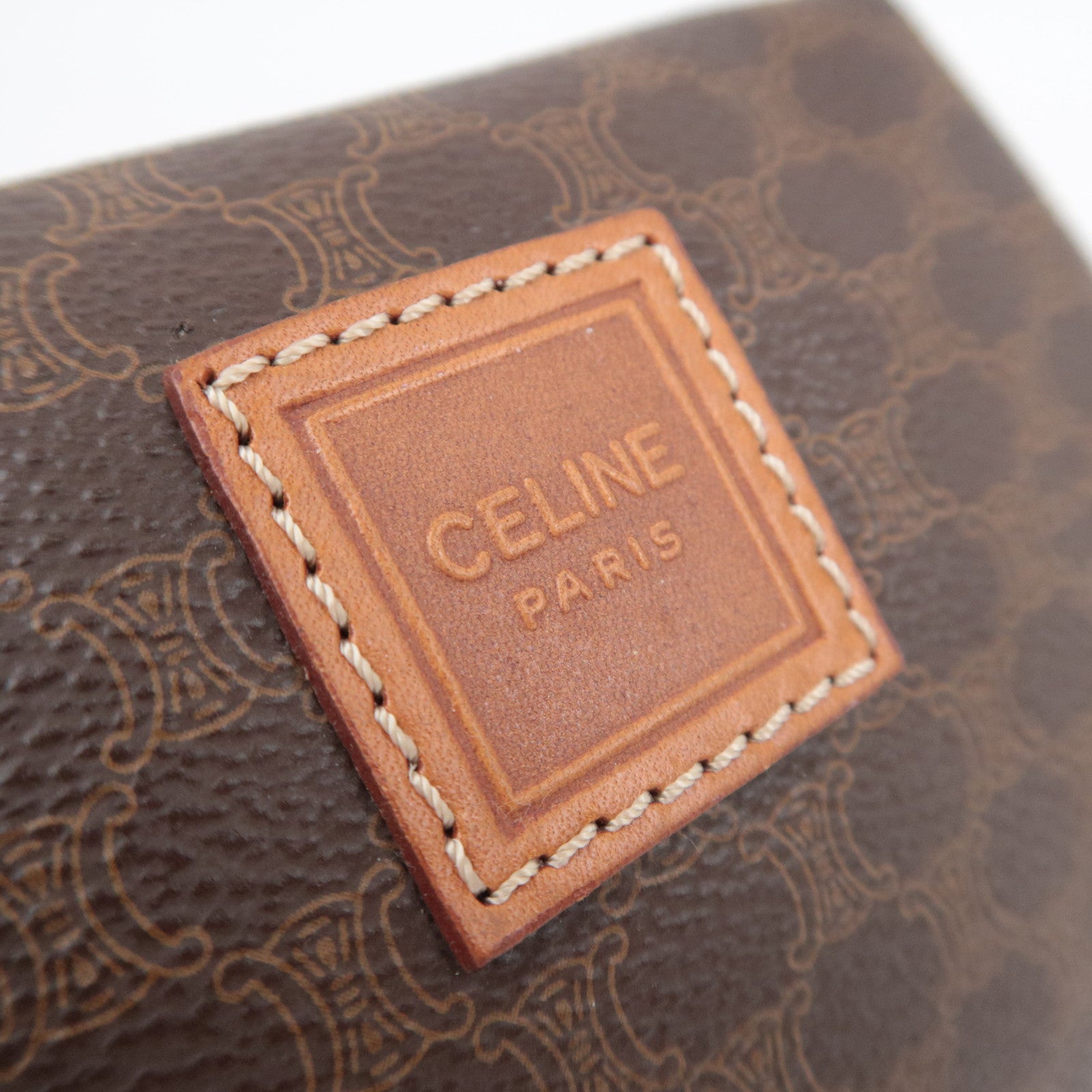 CELINE Macadam PVC Leather Pouch Brown