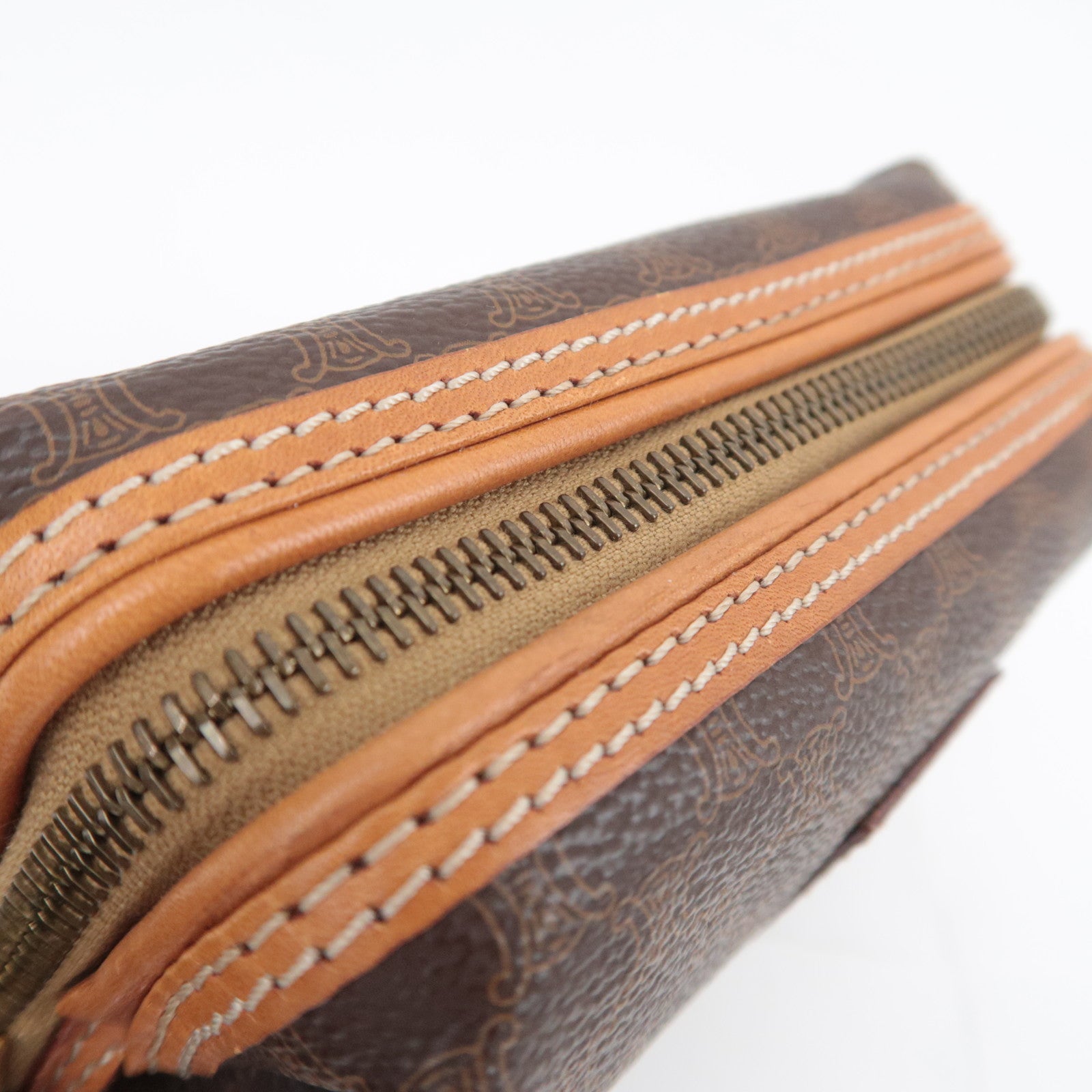 CELINE Macadam PVC Leather Pouch Brown