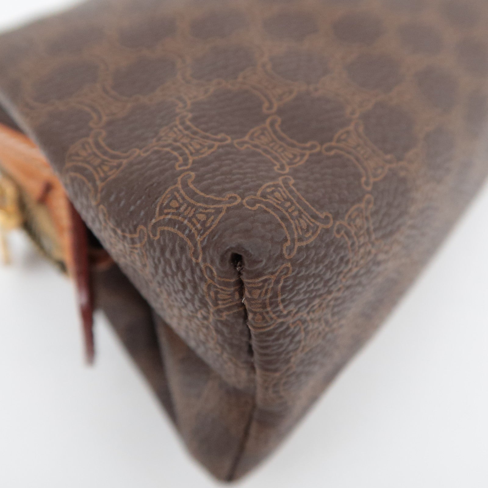 CELINE Macadam PVC Leather Pouch Brown