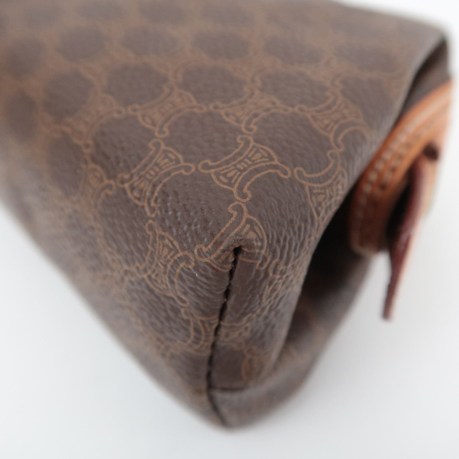 CELINE Macadam PVC Leather Pouch Brown