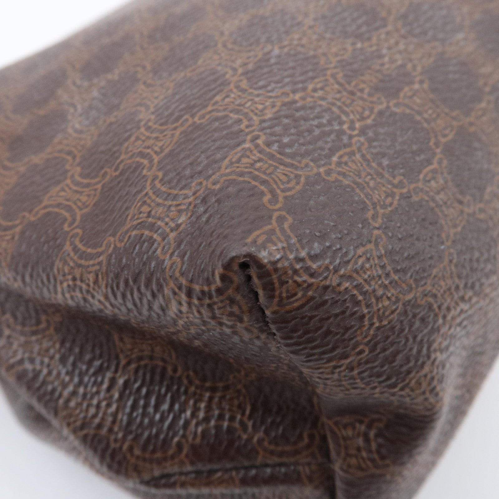 CELINE Macadam PVC Leather Cosmetic Pouch Brown
