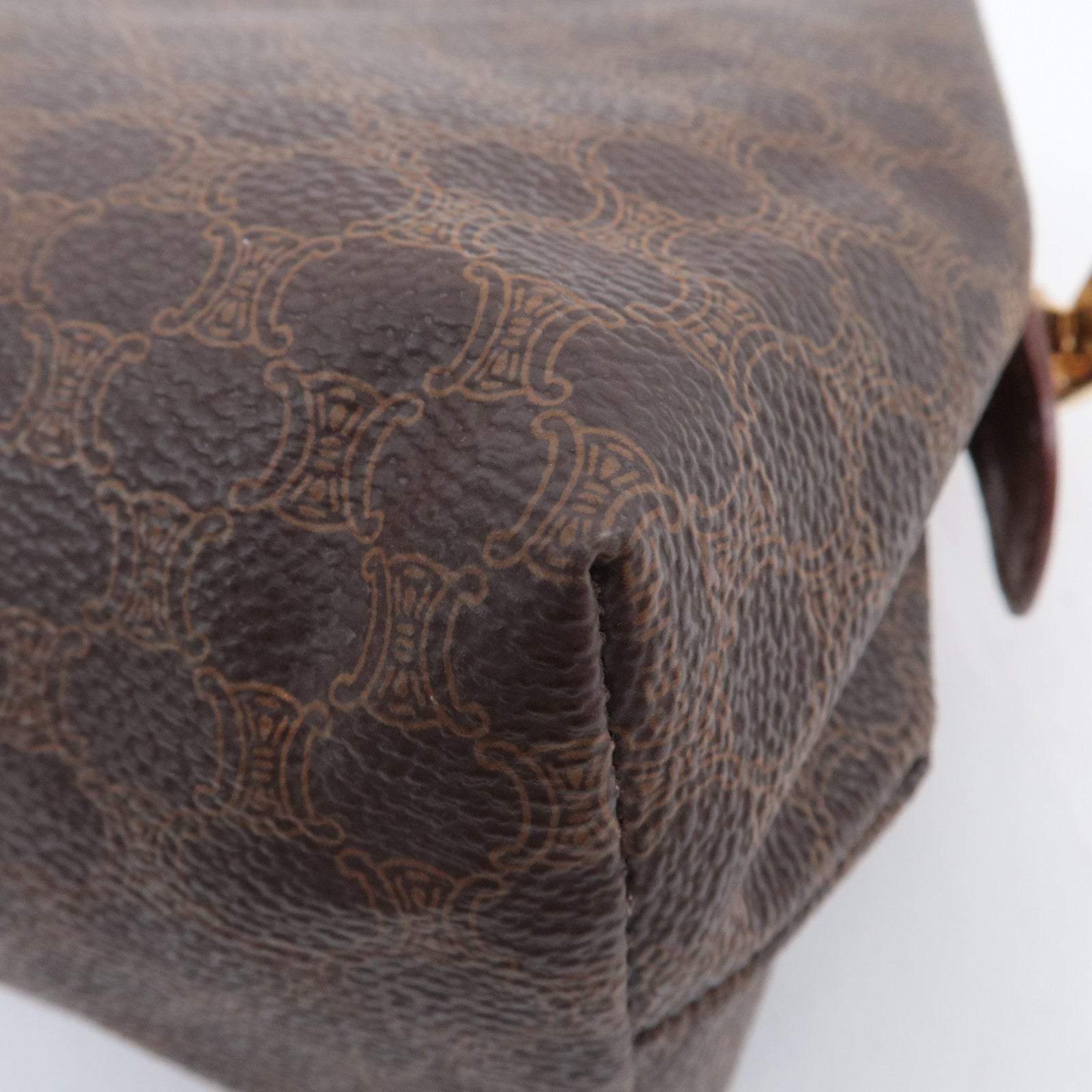 CELINE Macadam PVC Leather Cosmetic Pouch Brown